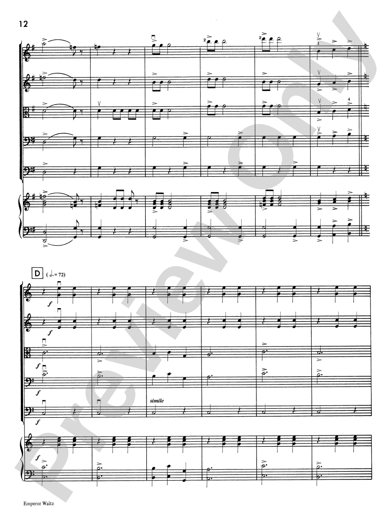 Emperor Waltz: String Orchestra Conductor Score & Parts