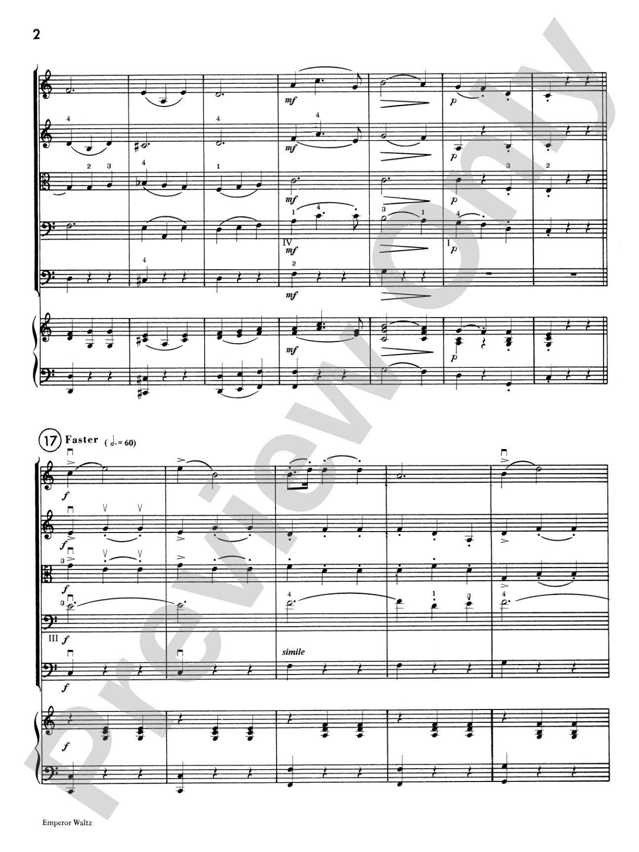 Emperor Waltz: String Orchestra Conductor Score & Parts