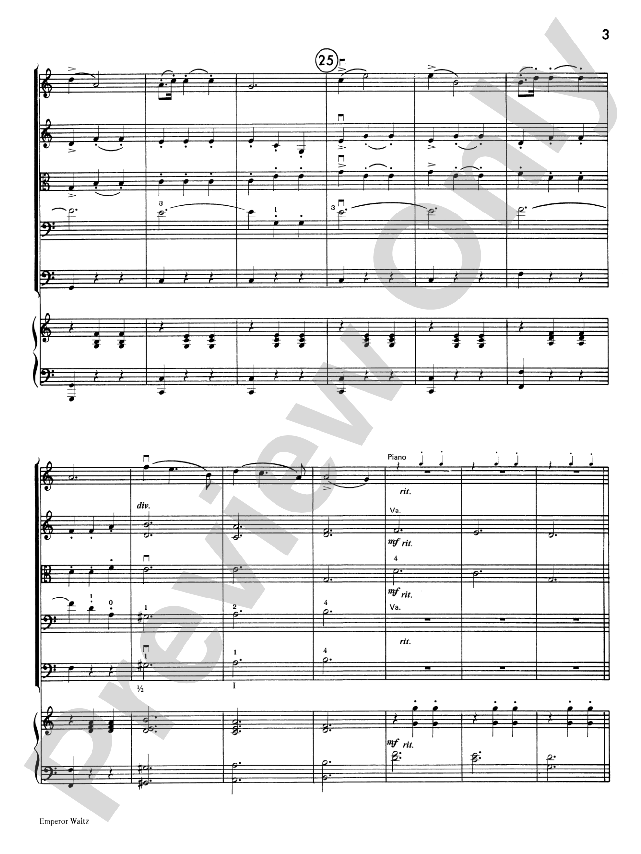 Emperor Waltz: String Orchestra Conductor Score & Parts