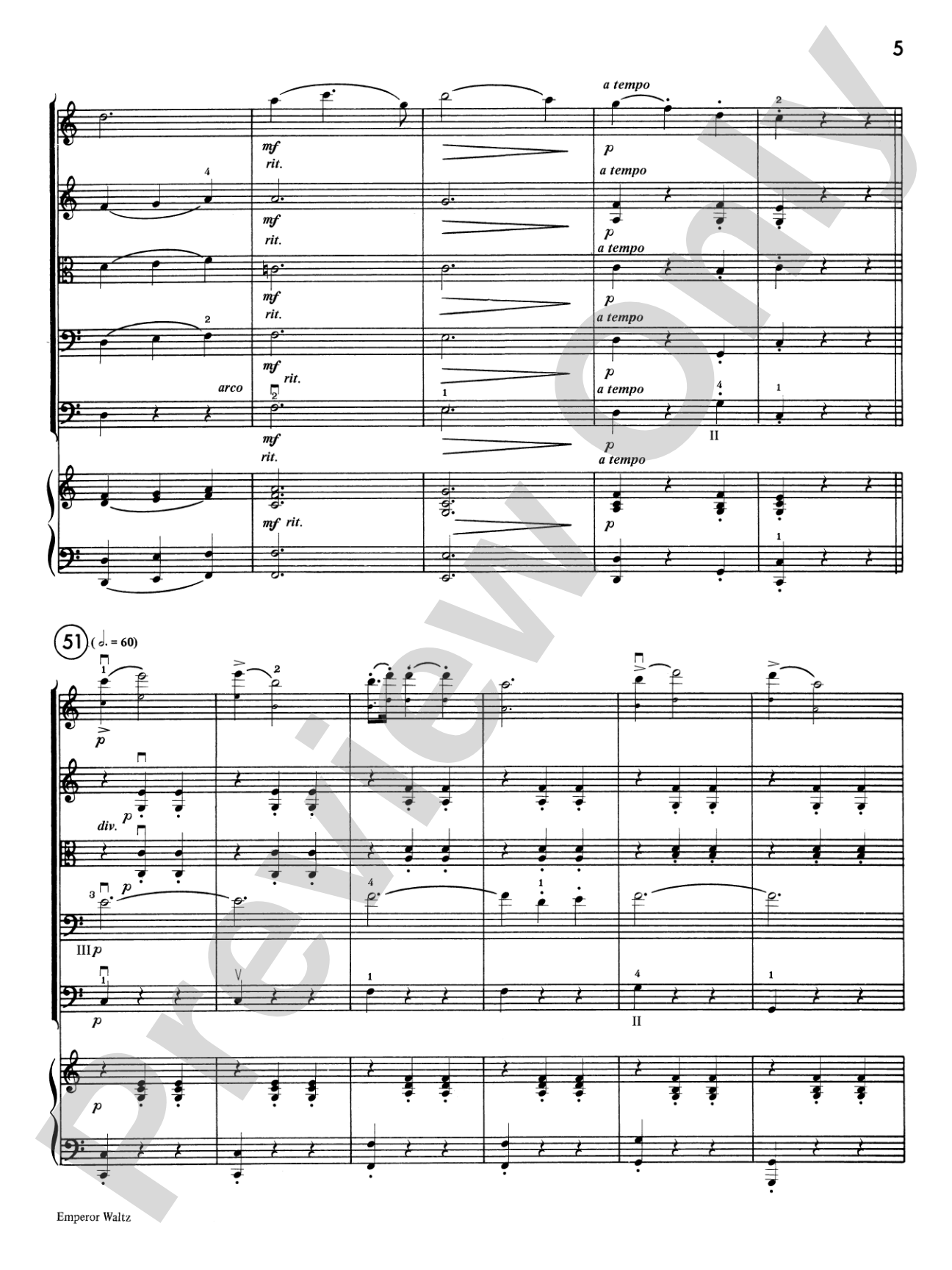 Emperor Waltz: String Orchestra Conductor Score & Parts