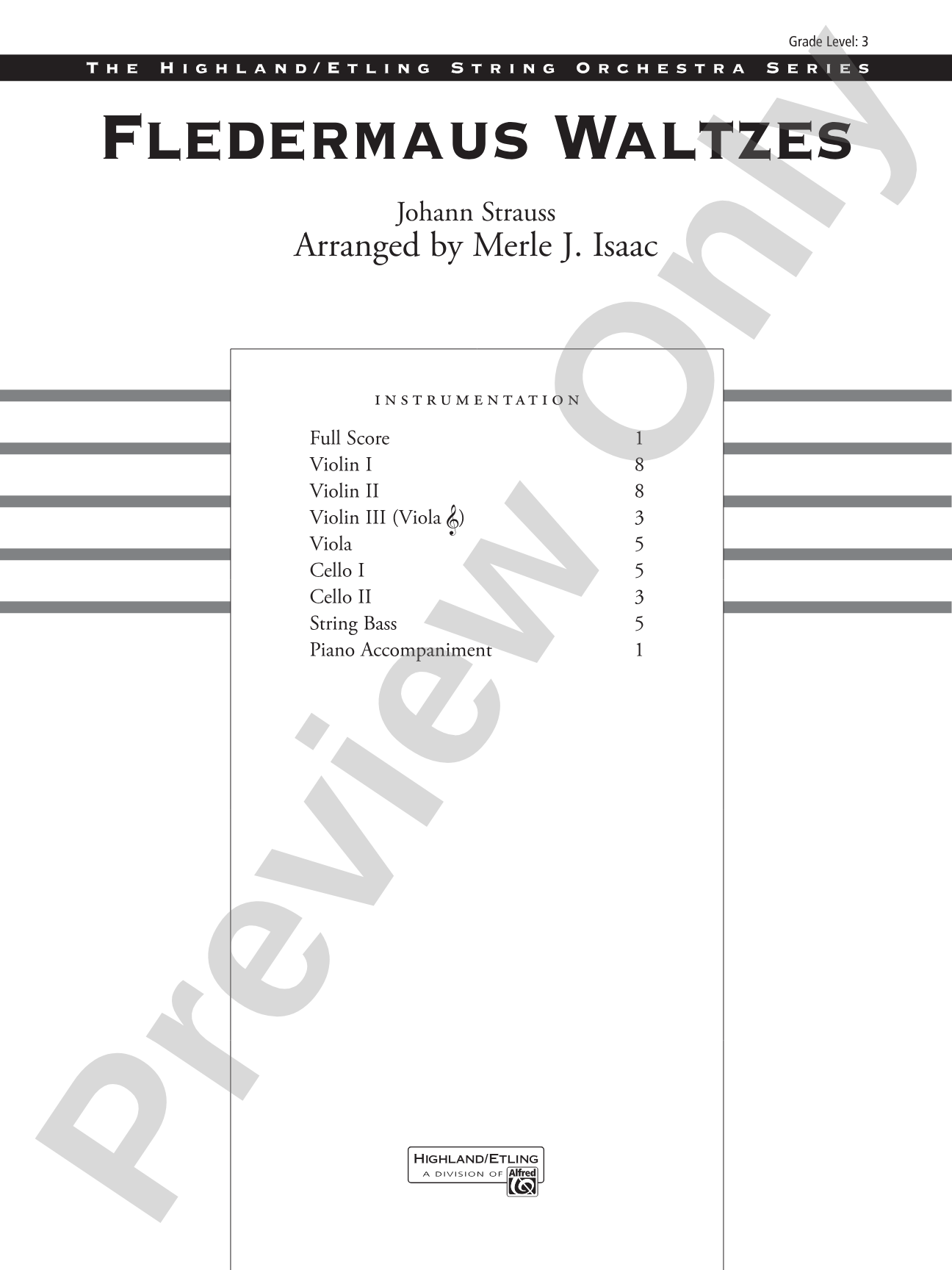 Fledermaus Waltzes: String Orchestra Conductor Score & Parts
