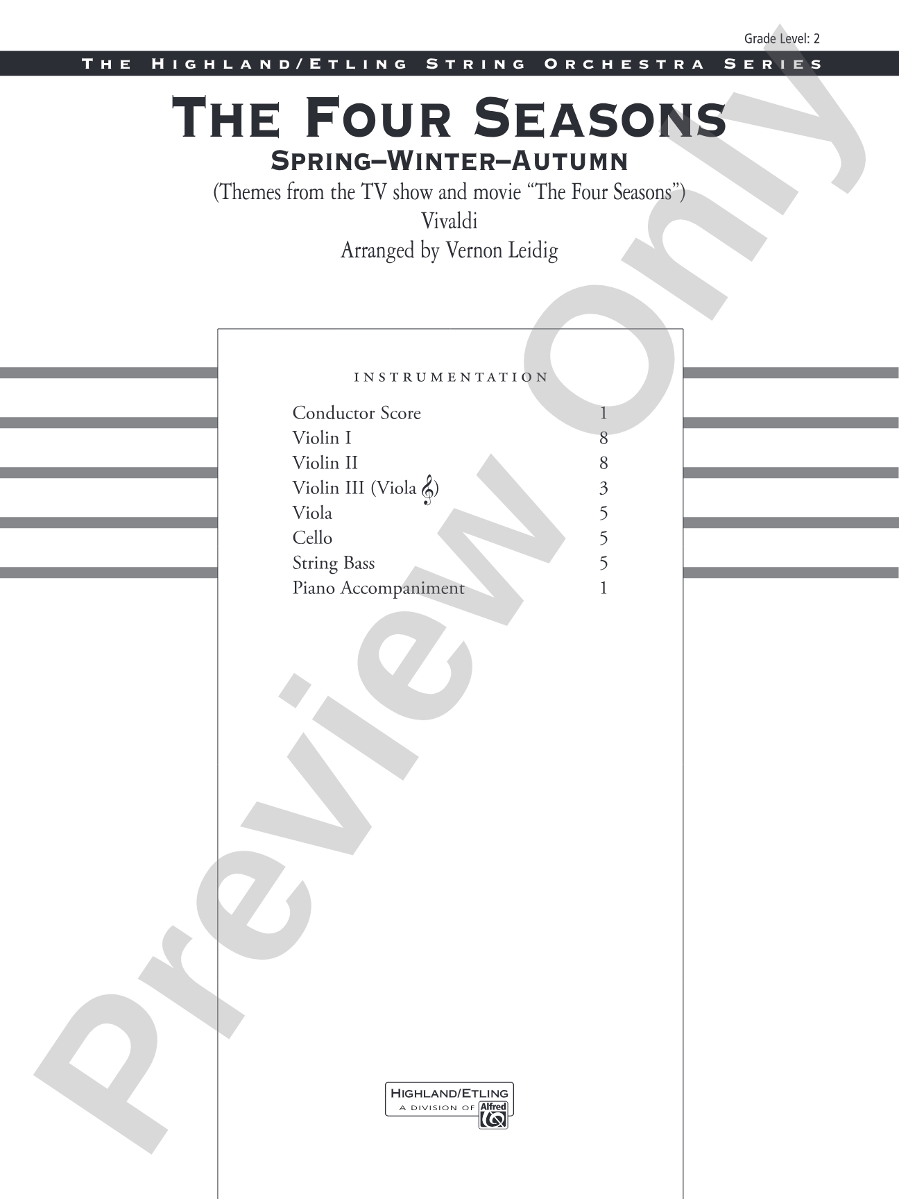 The Four Seasons (Spring, Winter, Autumn): String Orchestra Conductor Score & Parts