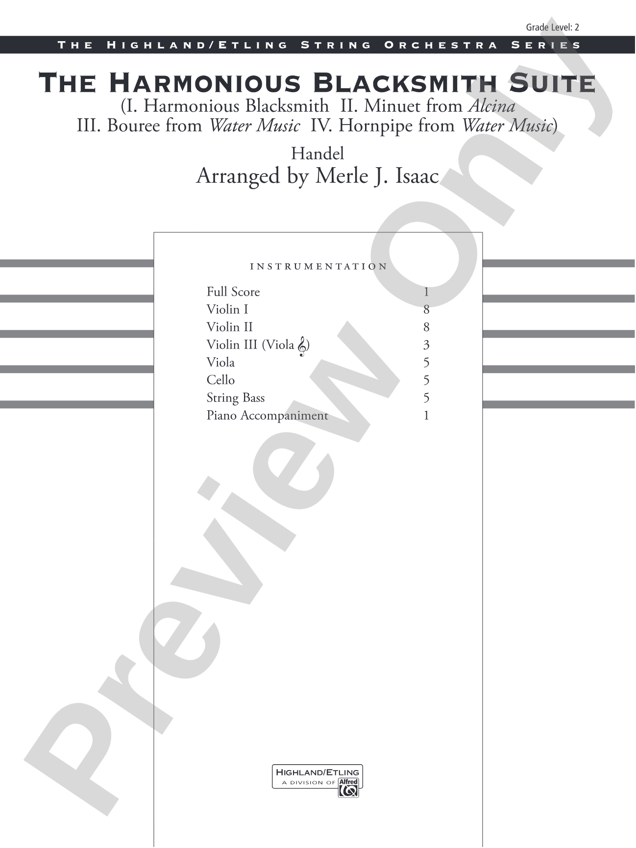 The Harmonious Blacksmith Suite: String Orchestra Conductor Score & Parts