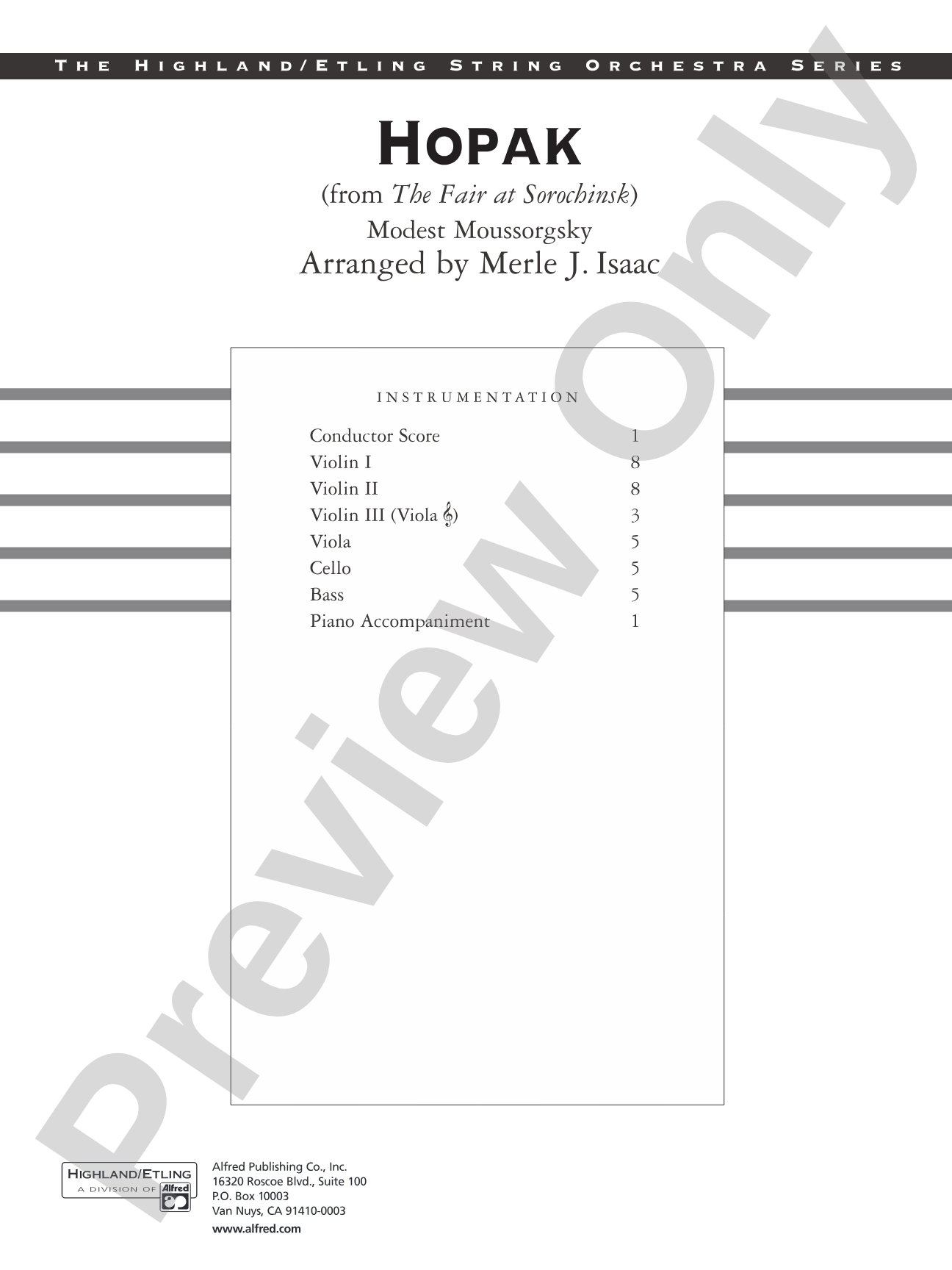 Hopak: String Orchestra Conductor Score & Parts