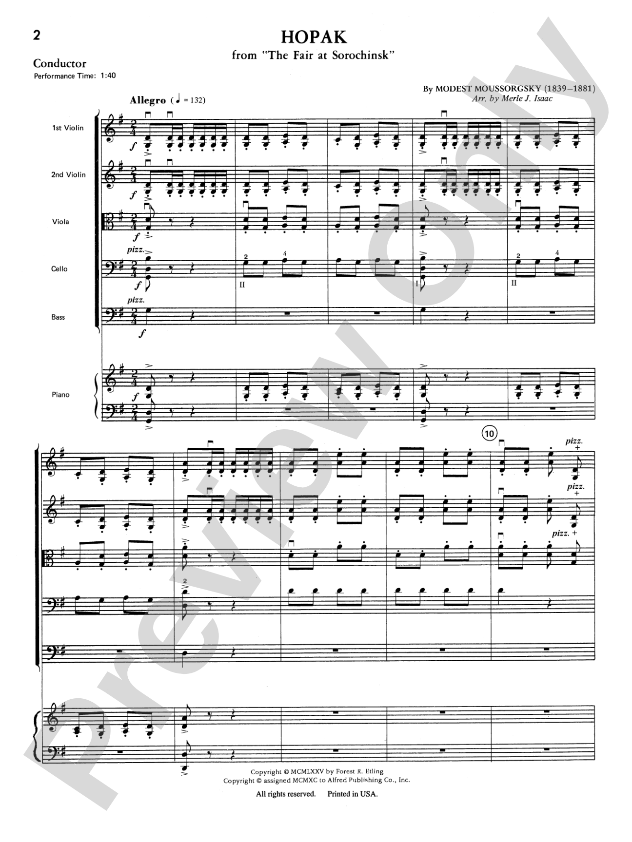 Hopak: String Orchestra Conductor Score & Parts