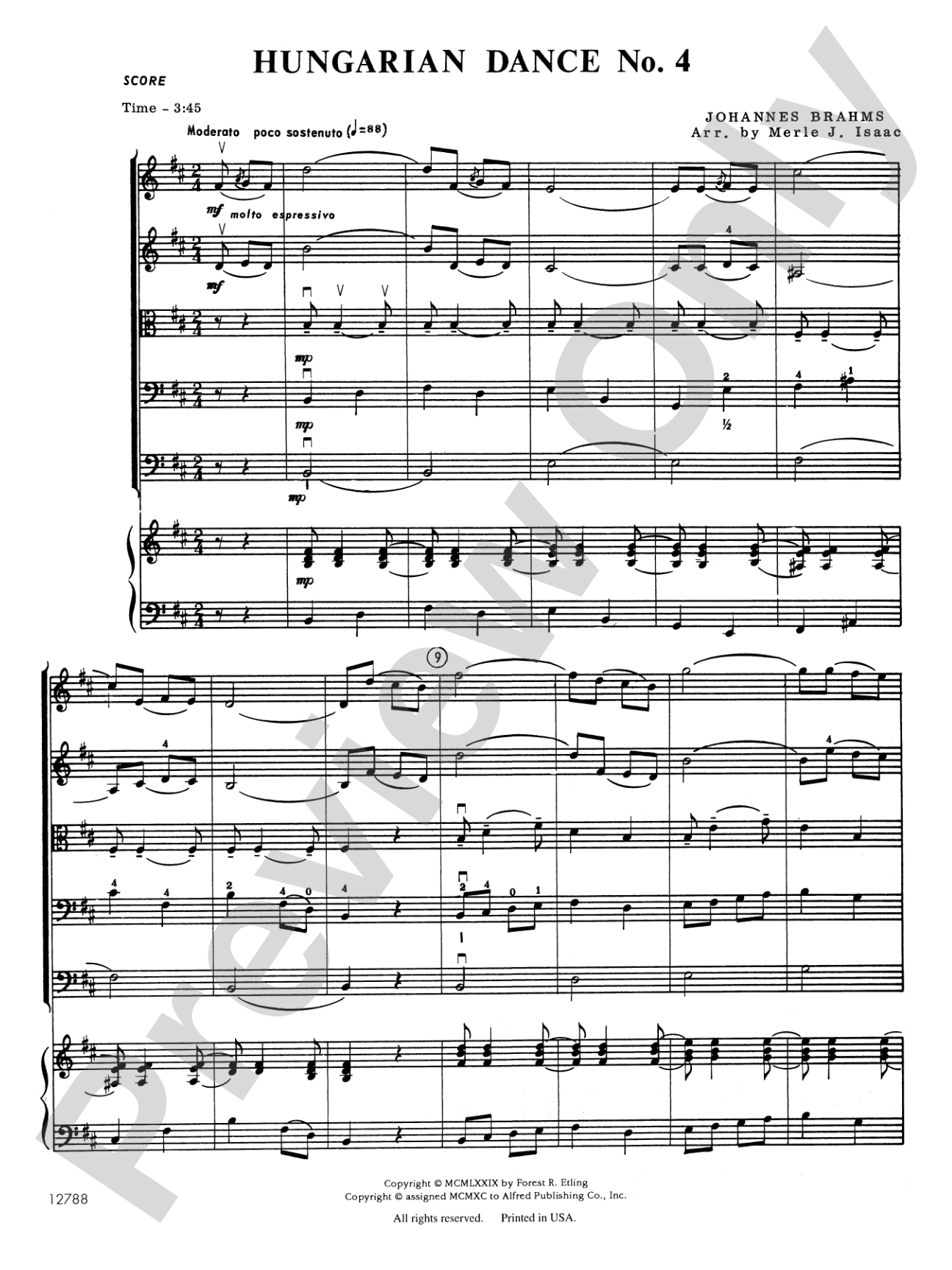 Hungarian Dance No. 4: String Orchestra Conductor Score & Parts