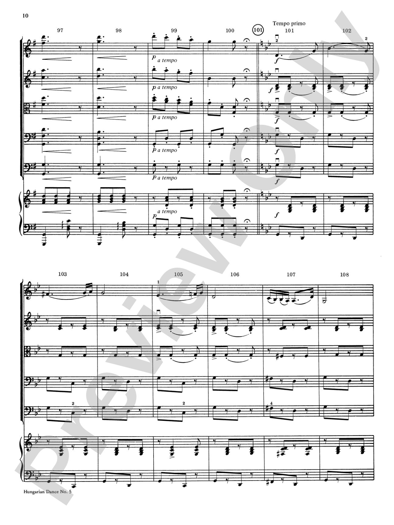 Hungarian Dance No. 5: String Orchestra Conductor Score & Parts