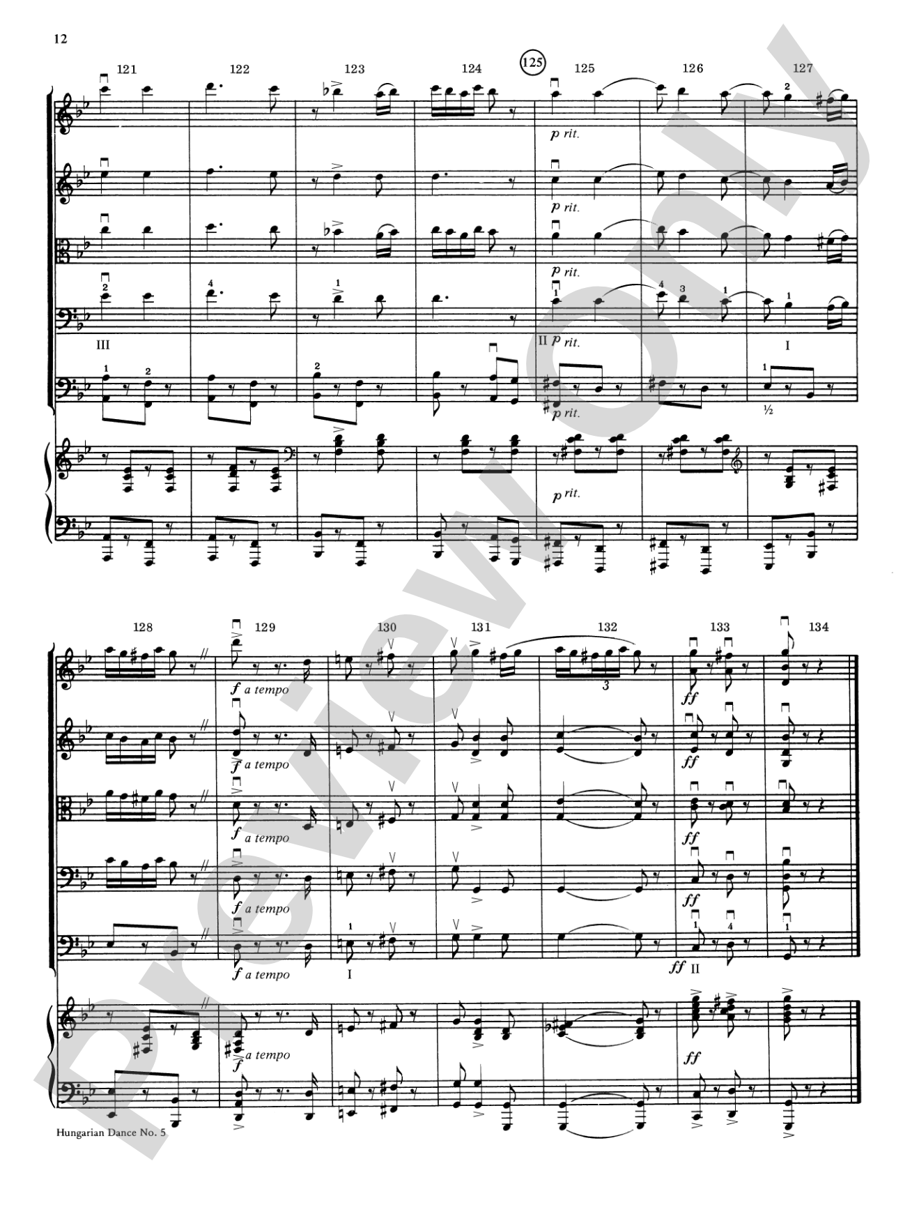 Hungarian Dance No. 5: String Orchestra Conductor Score & Parts