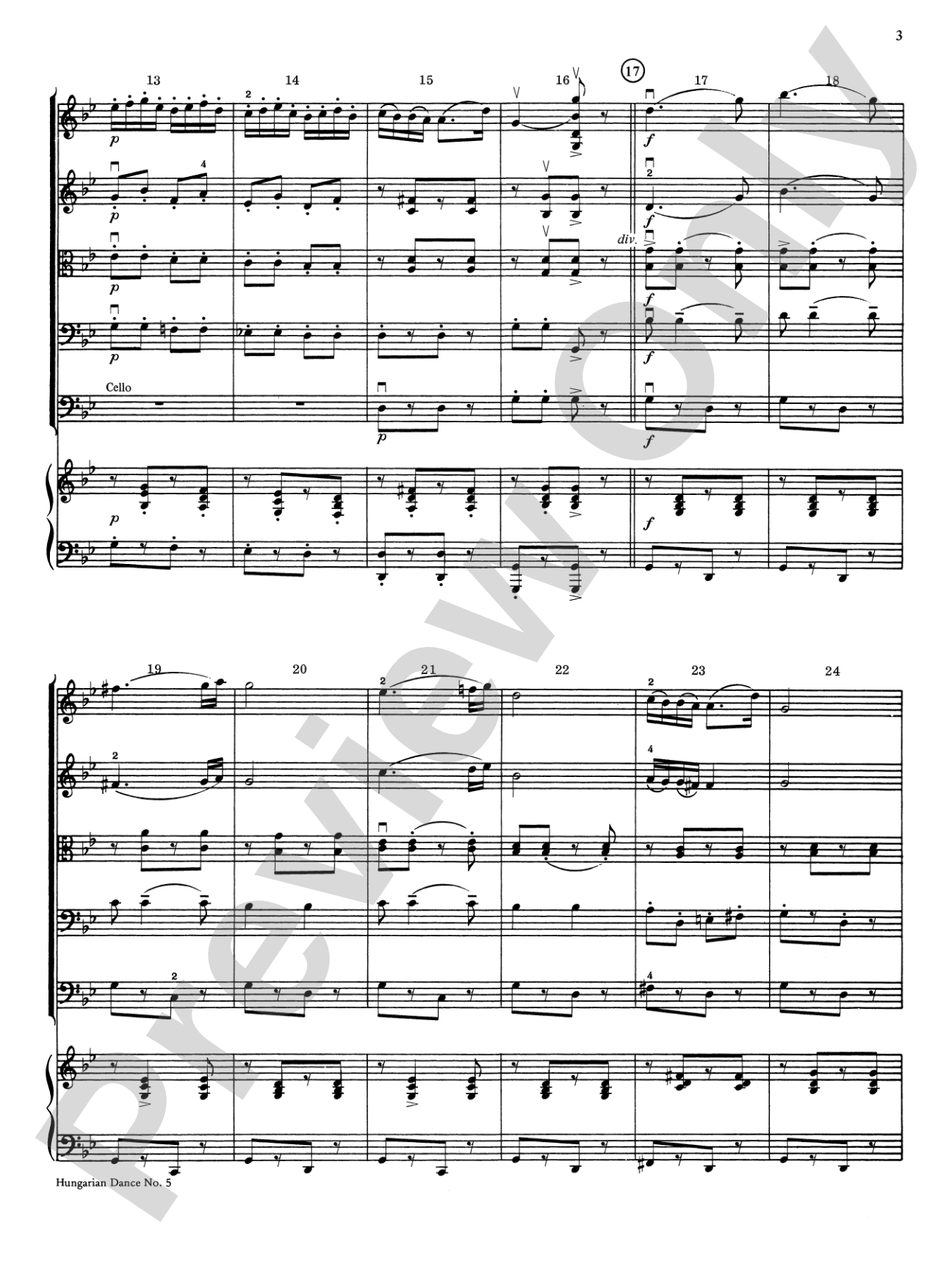 Hungarian Dance No. 5: String Orchestra Conductor Score & Parts
