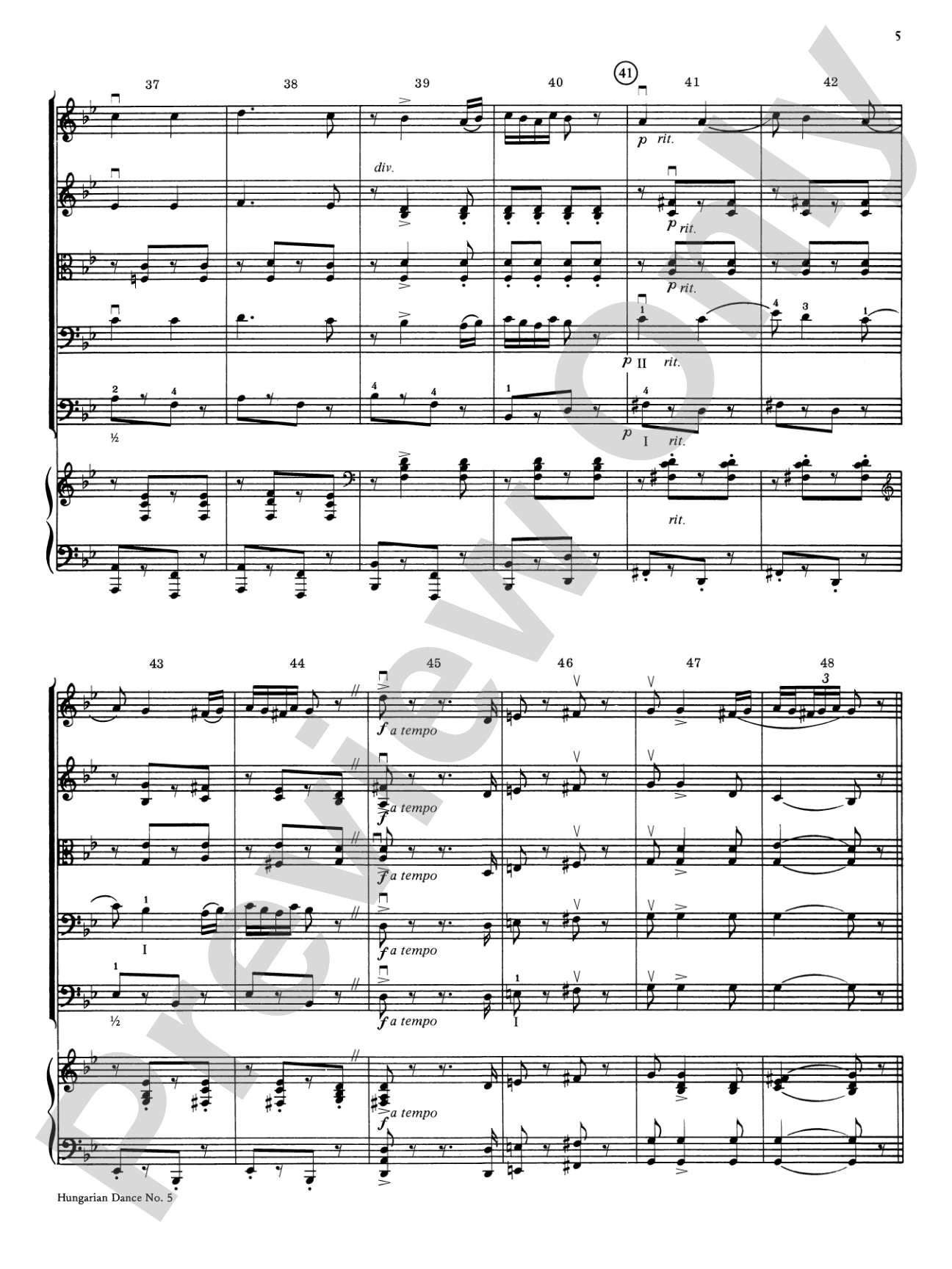 Hungarian Dance No. 5: String Orchestra Conductor Score & Parts