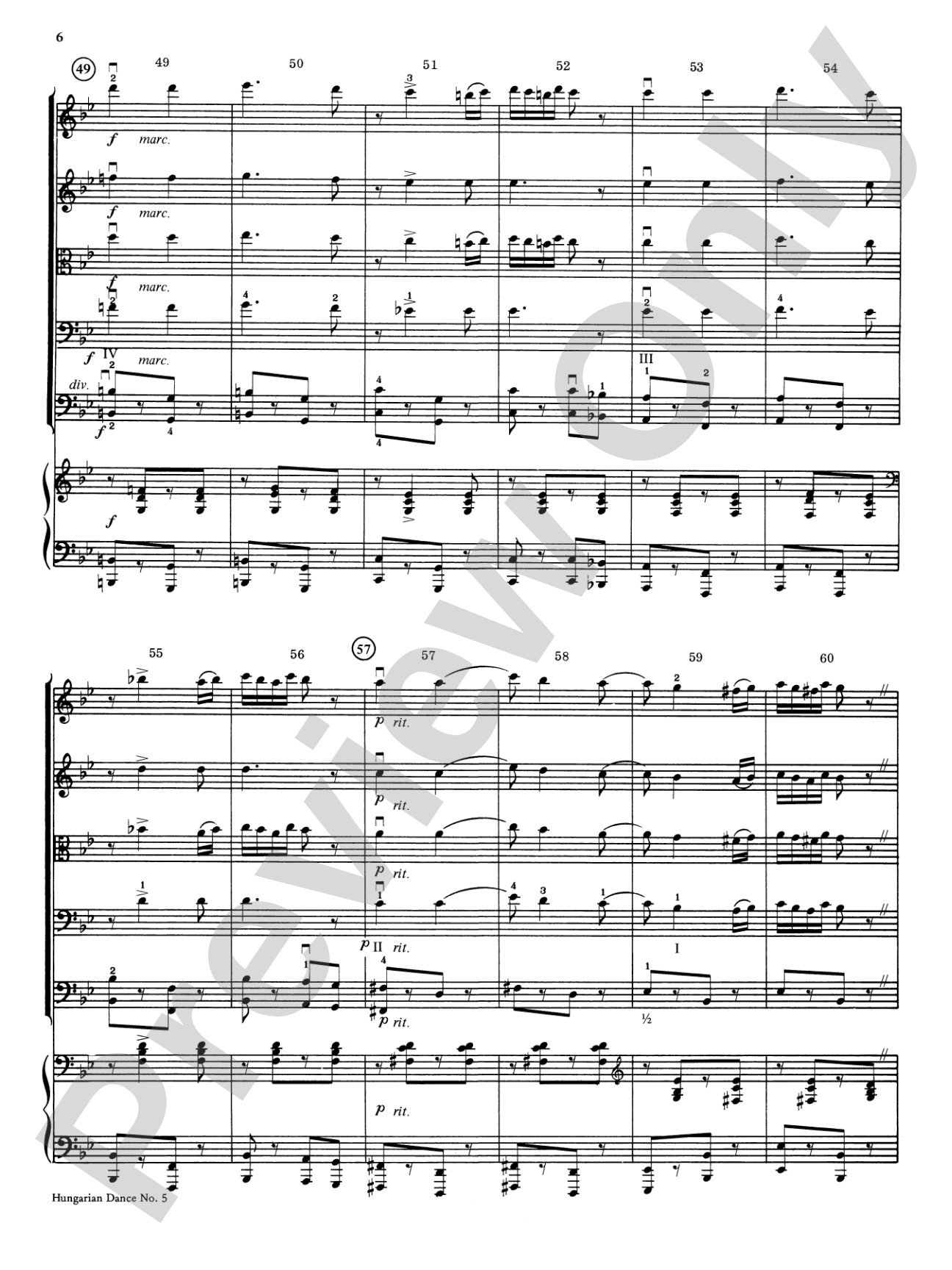 Hungarian Dance No. 5: String Orchestra Conductor Score & Parts