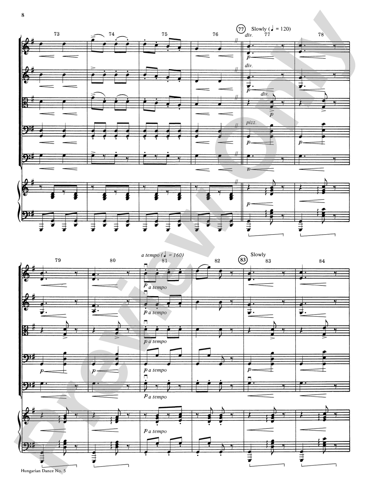 Hungarian Dance No. 5: String Orchestra Conductor Score & Parts