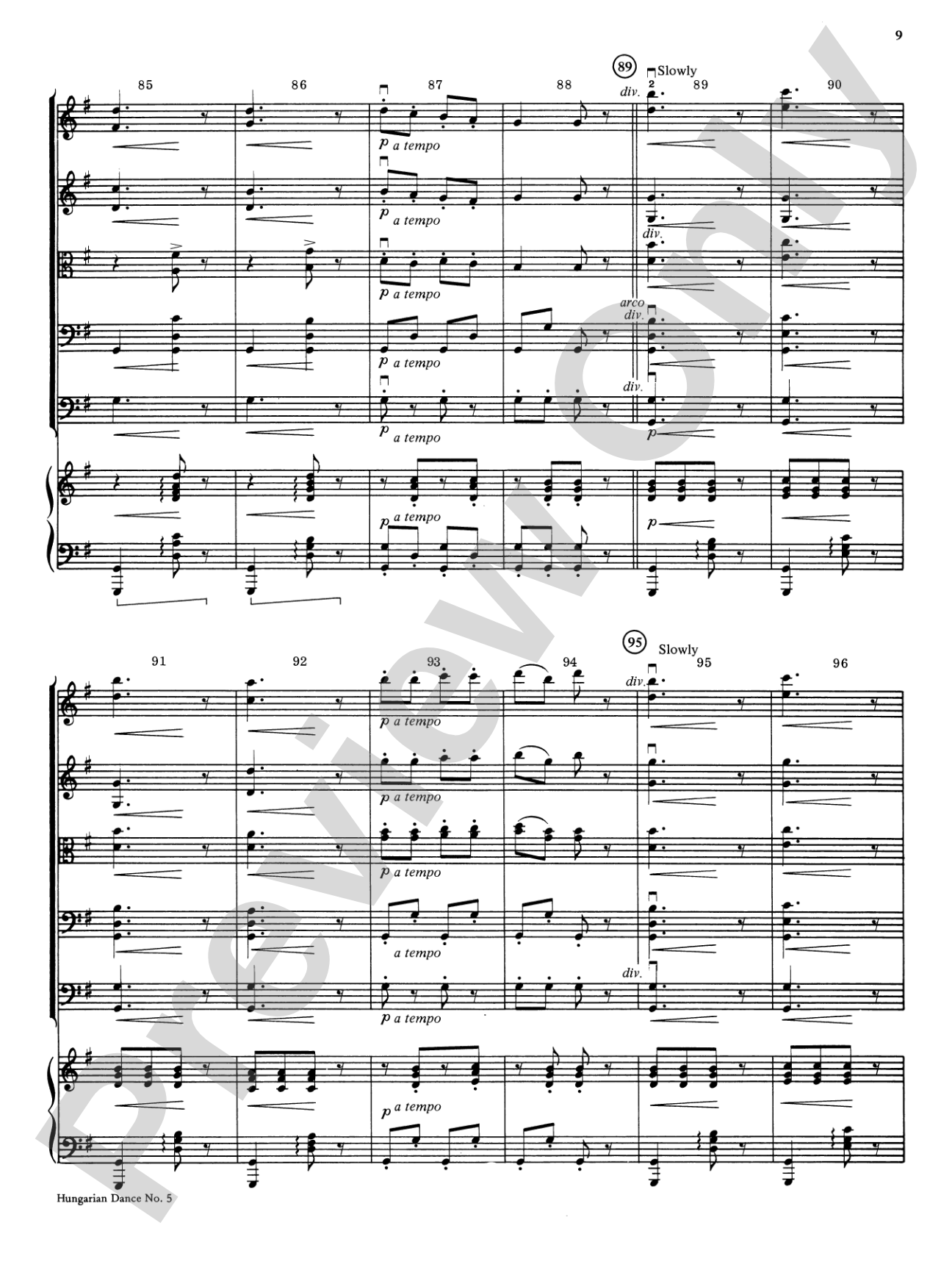 Hungarian Dance No. 5: String Orchestra Conductor Score & Parts