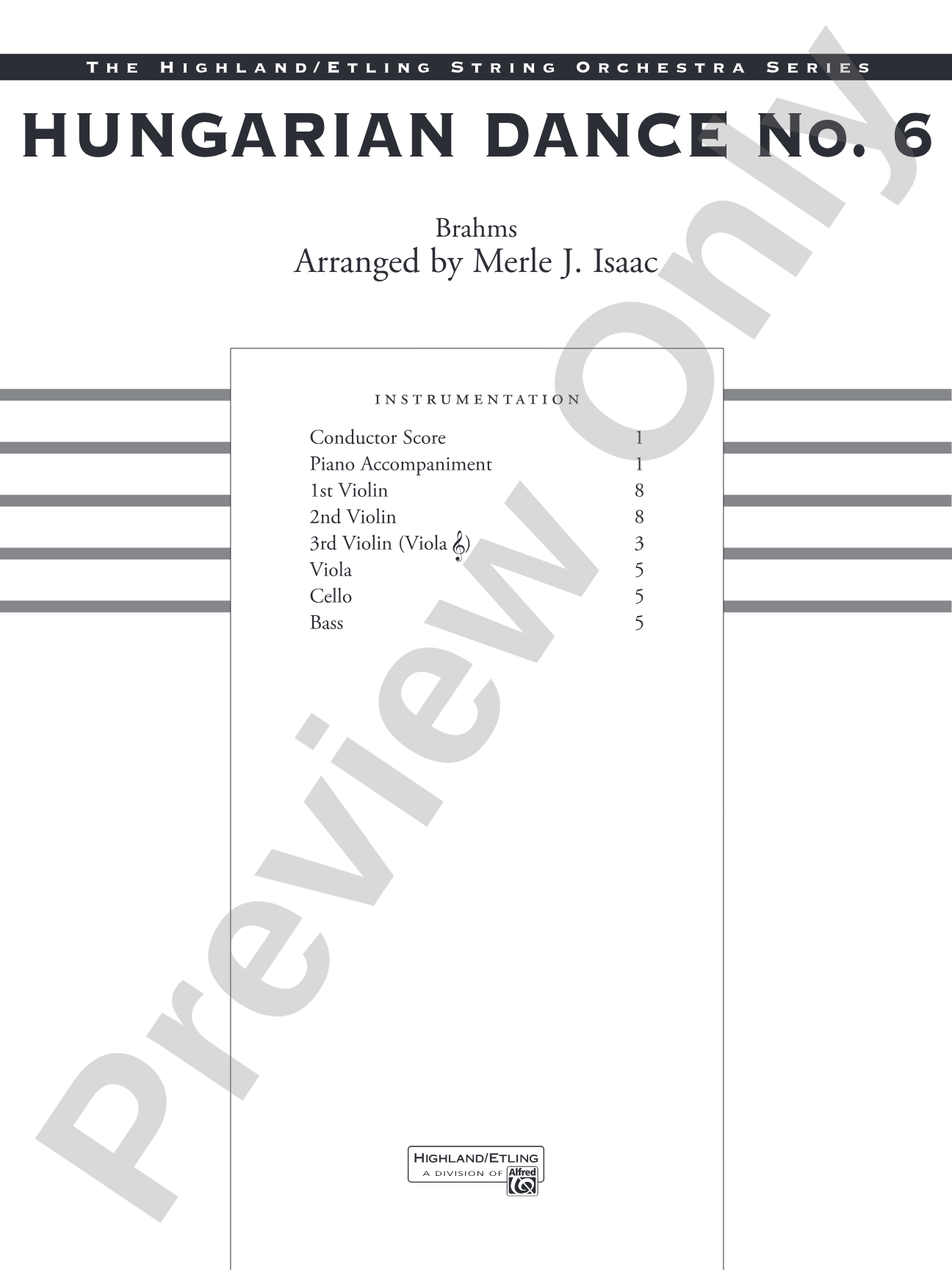 Hungarian Dance No. 6: Score