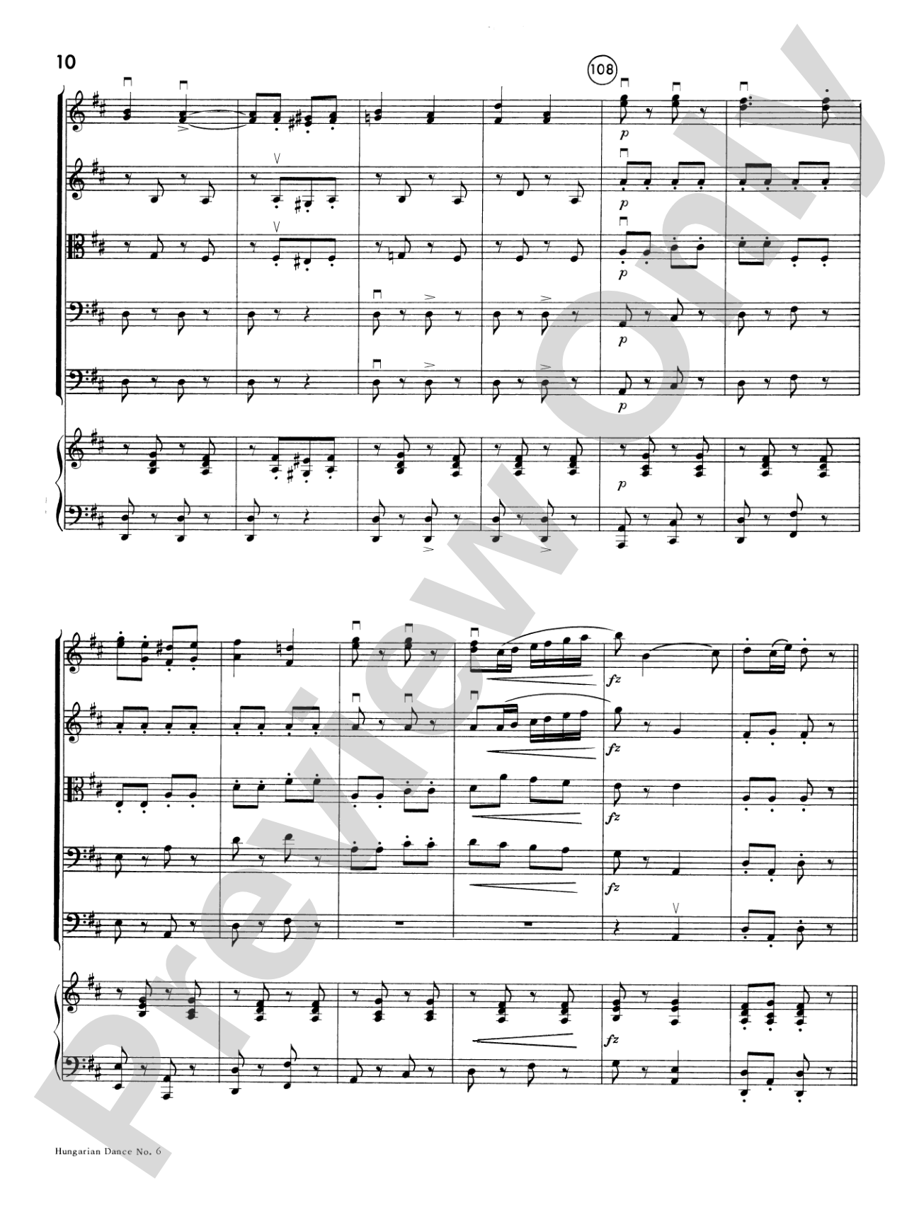 Hungarian Dance No. 6: Score