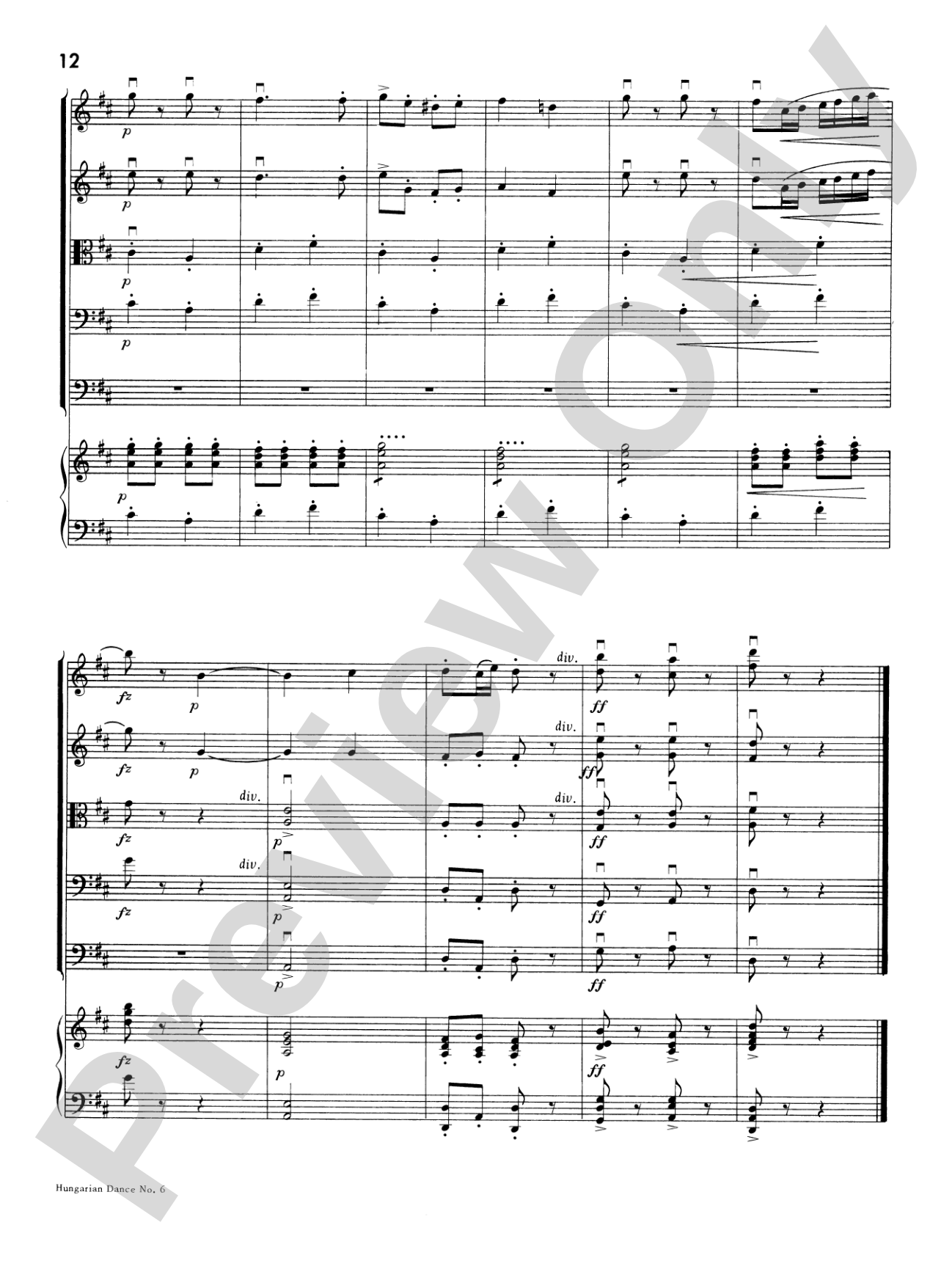 Hungarian Dance No. 6: Score