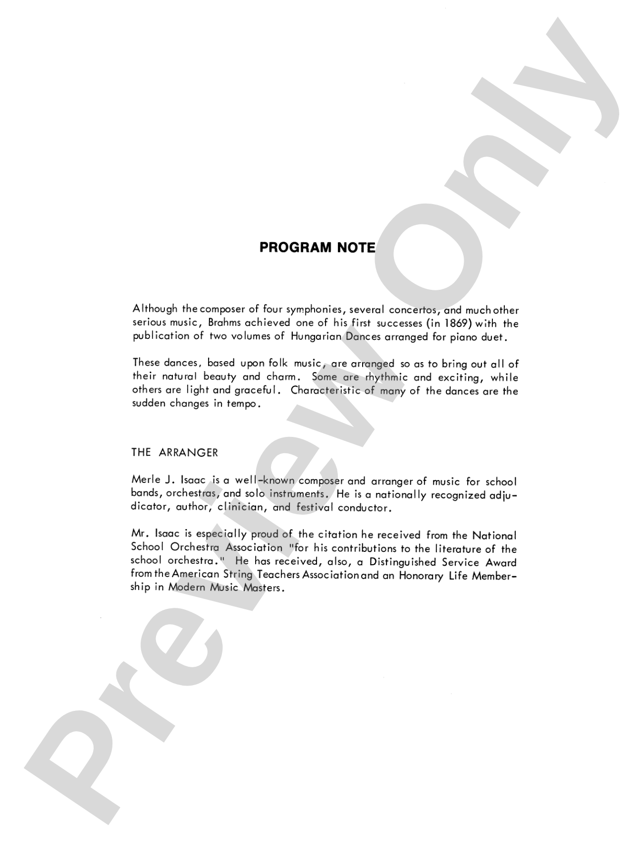 Hungarian Dance No. 6: Score