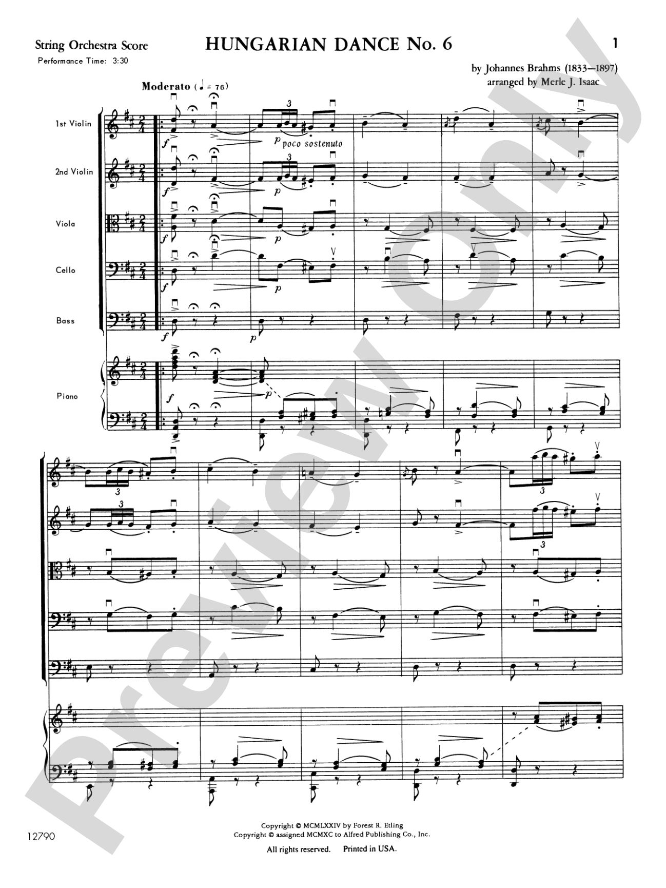 Hungarian Dance No. 6: Score