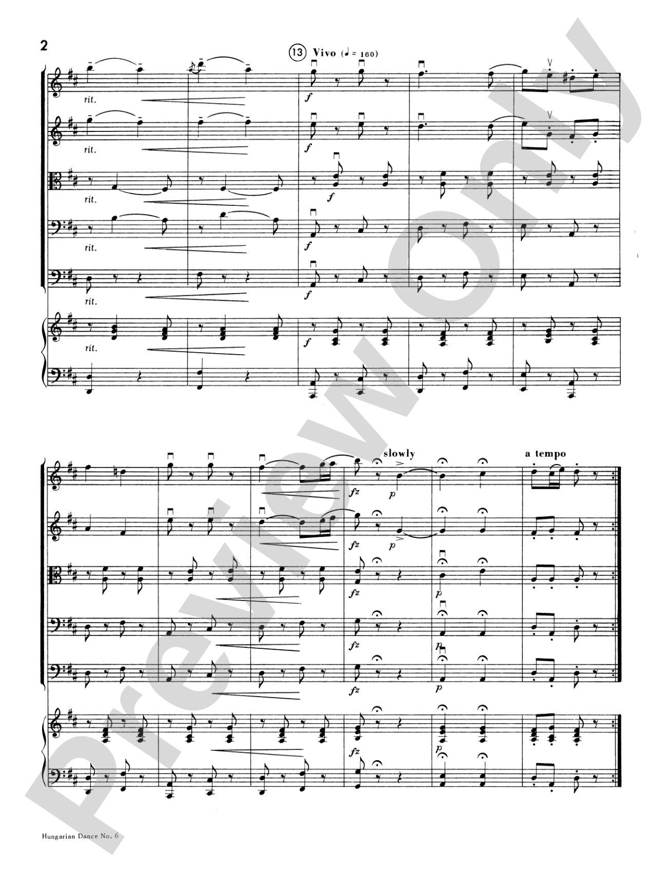 Hungarian Dance No. 6: Score