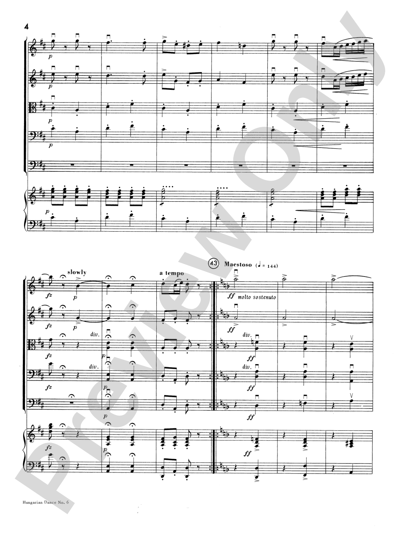Hungarian Dance No. 6: Score