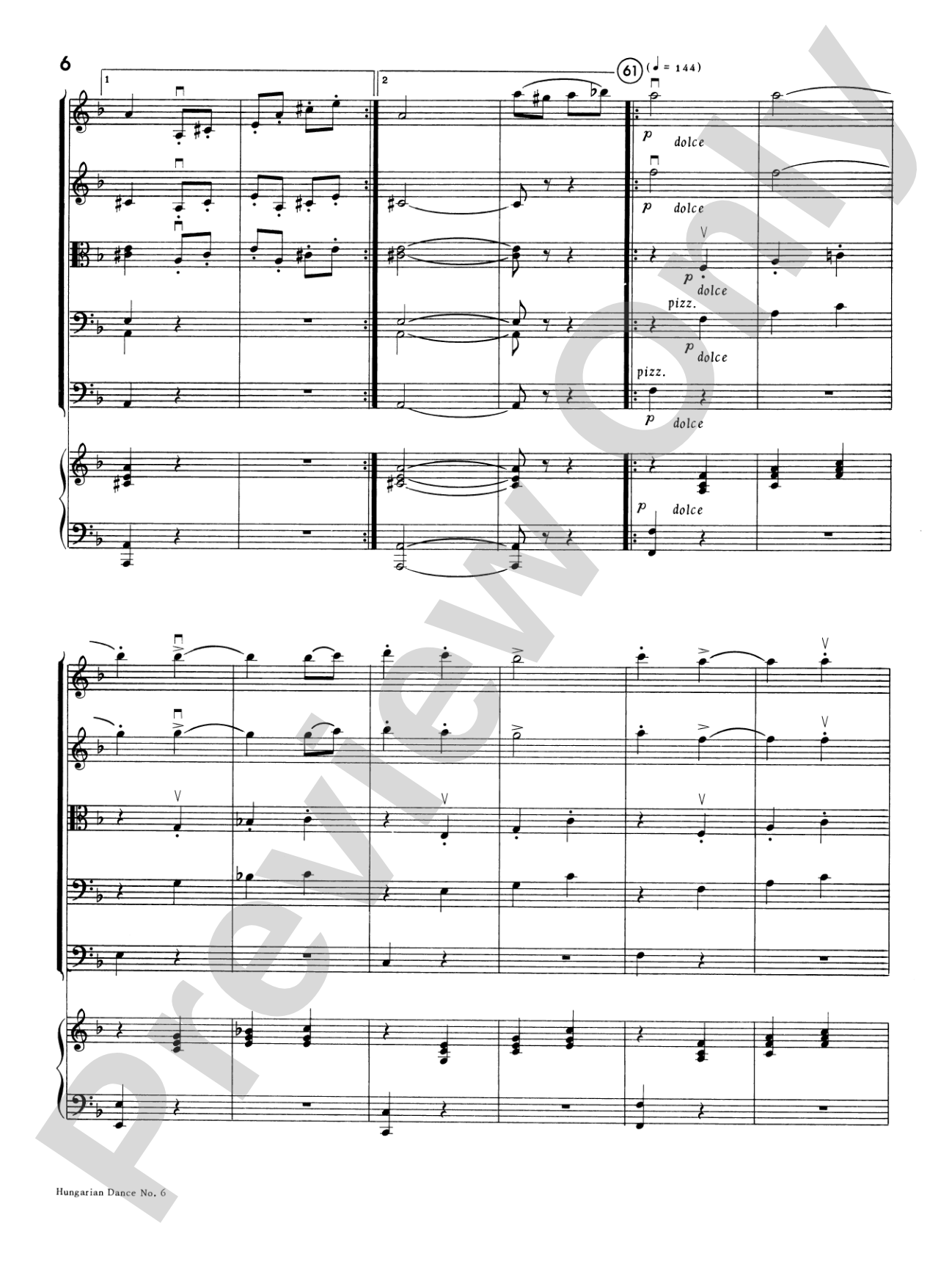 Hungarian Dance No. 6: Score