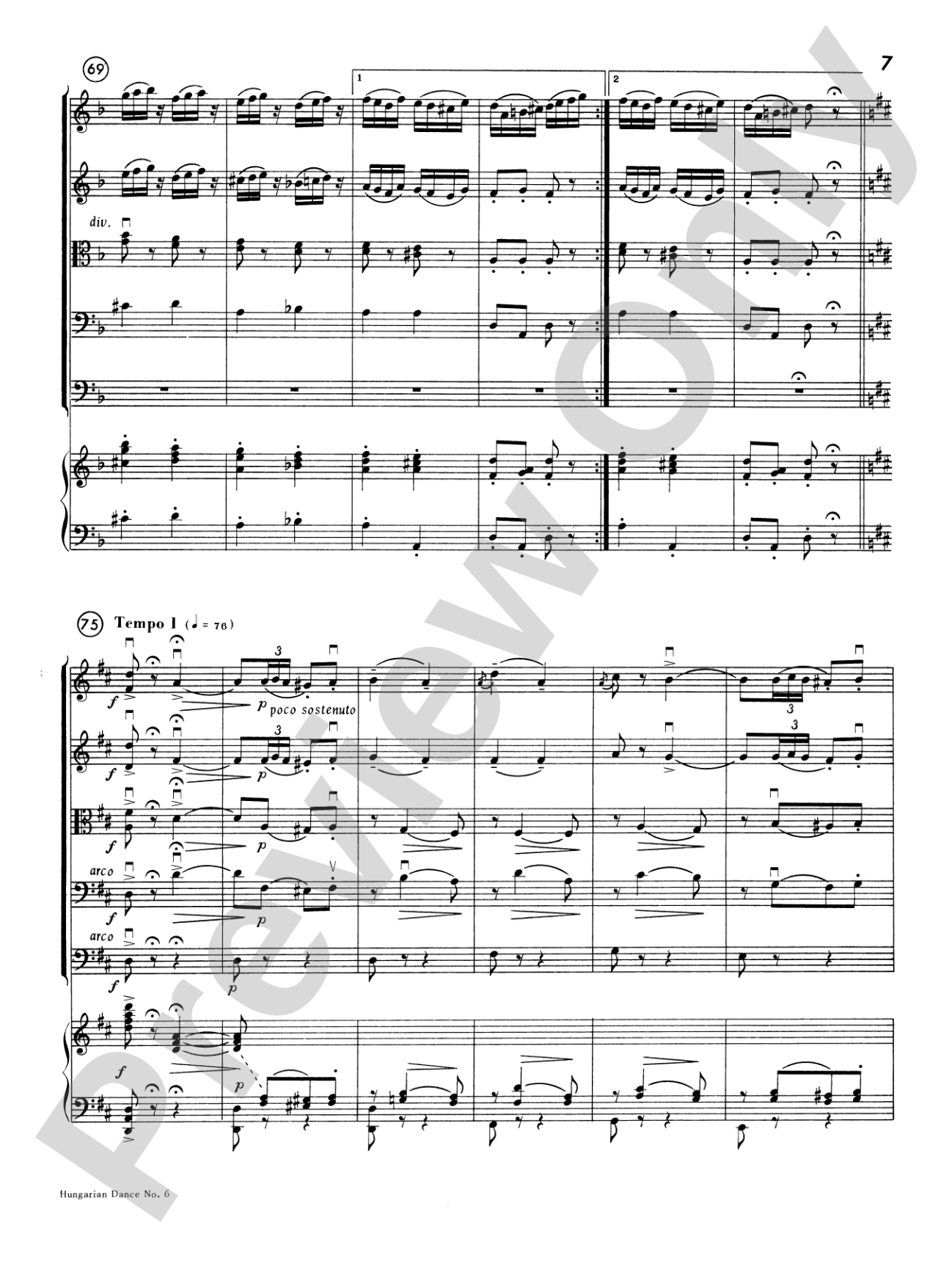 Hungarian Dance No. 6: Score