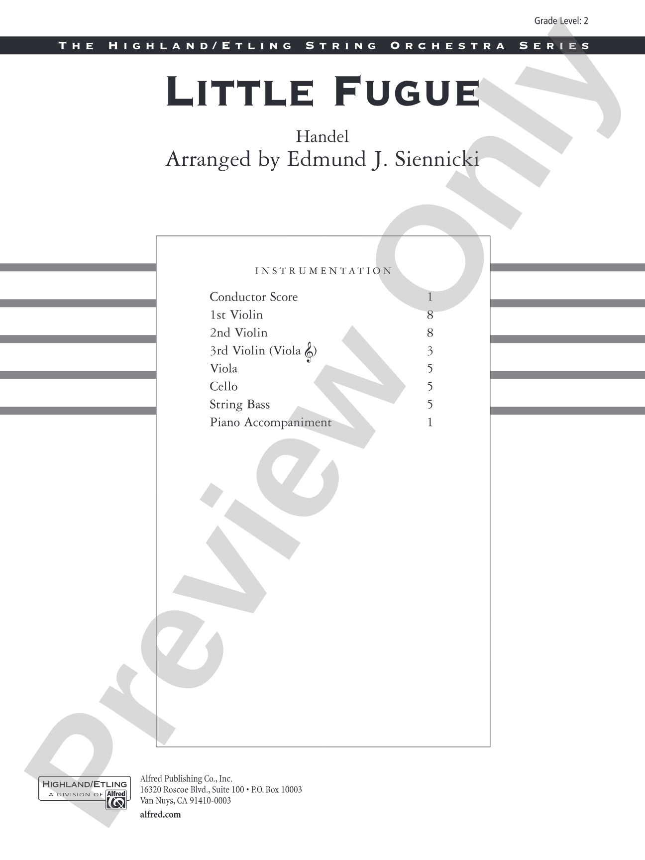 Little Fugue: String Orchestra Conductor Score & Parts
