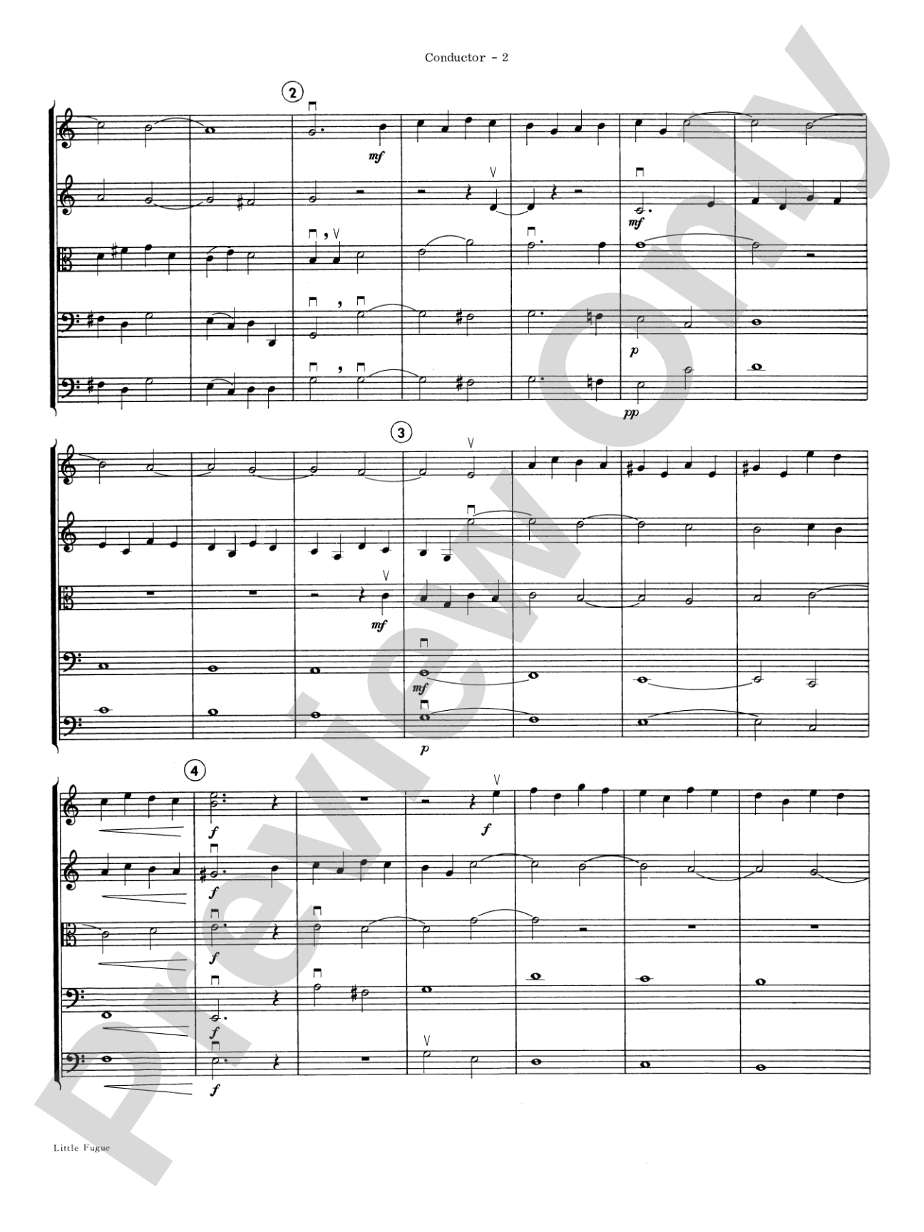 Little Fugue: String Orchestra Conductor Score & Parts
