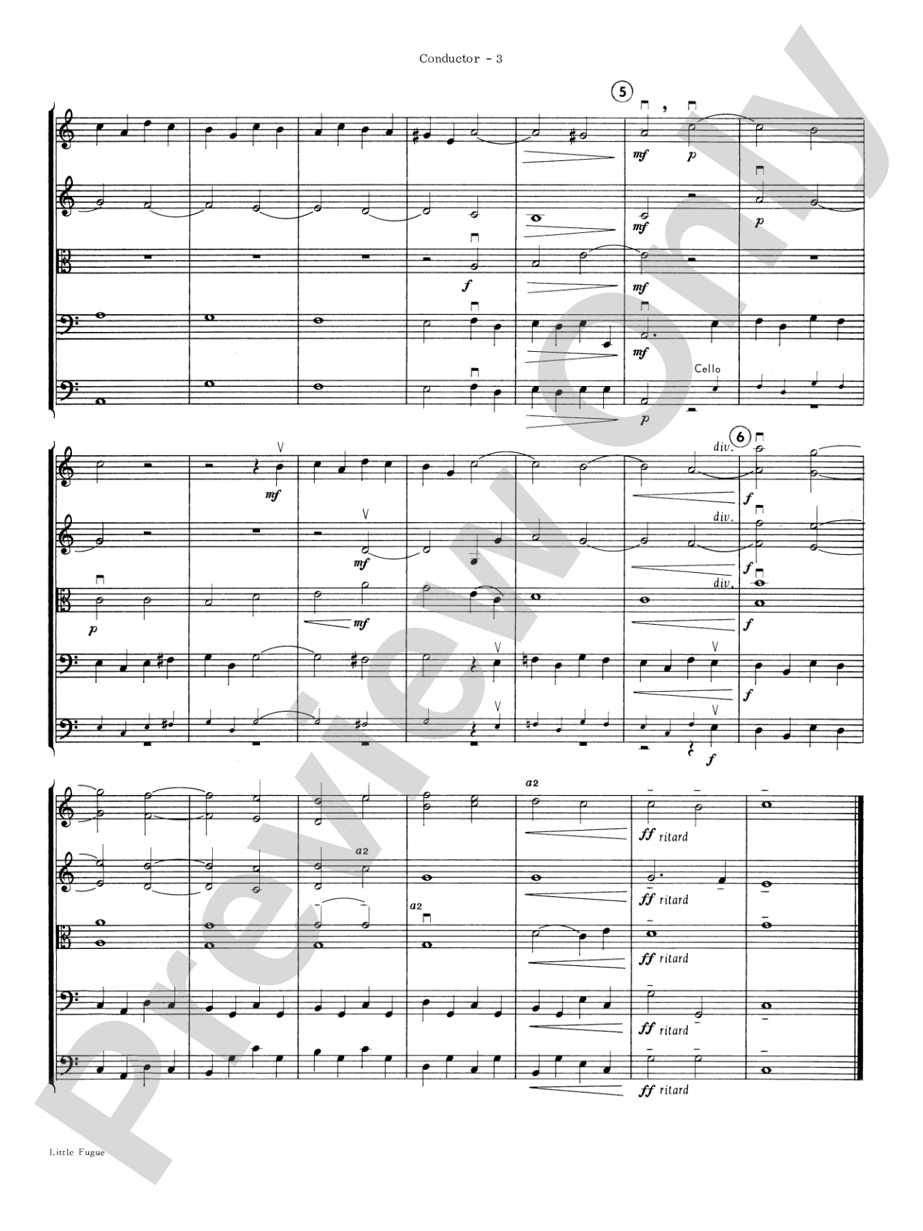 Little Fugue: String Orchestra Conductor Score & Parts