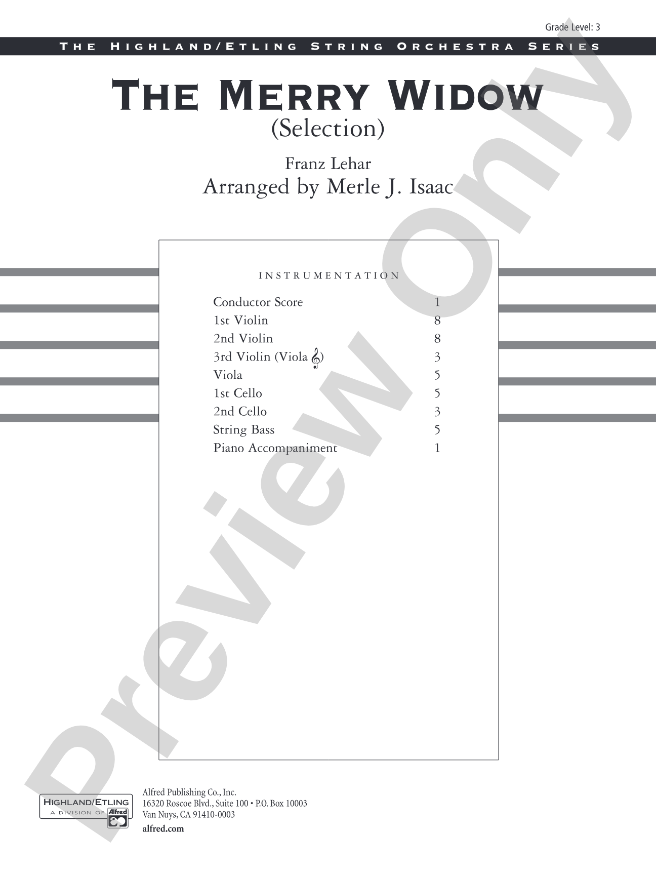 The Merry Widow: String Orchestra Conductor Score & Parts