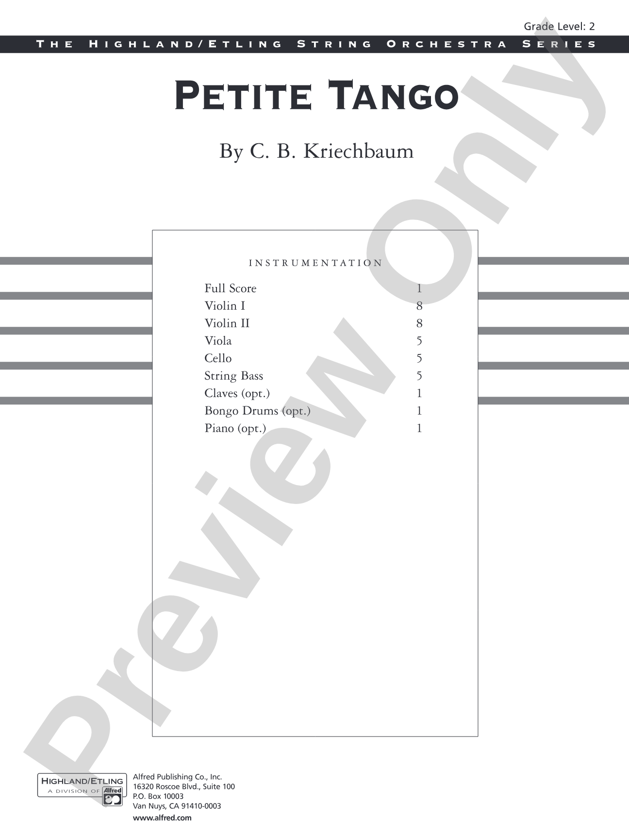Petite Tango: String Orchestra Conductor Score & Parts