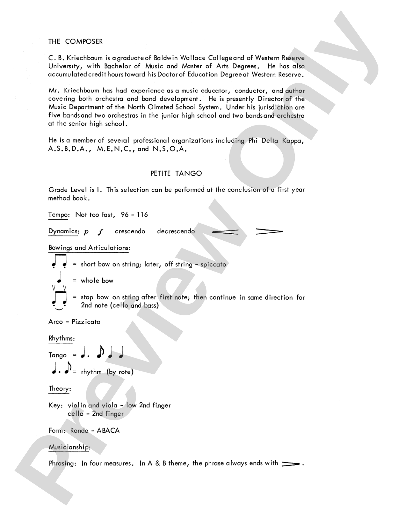 Petite Tango: String Orchestra Conductor Score & Parts