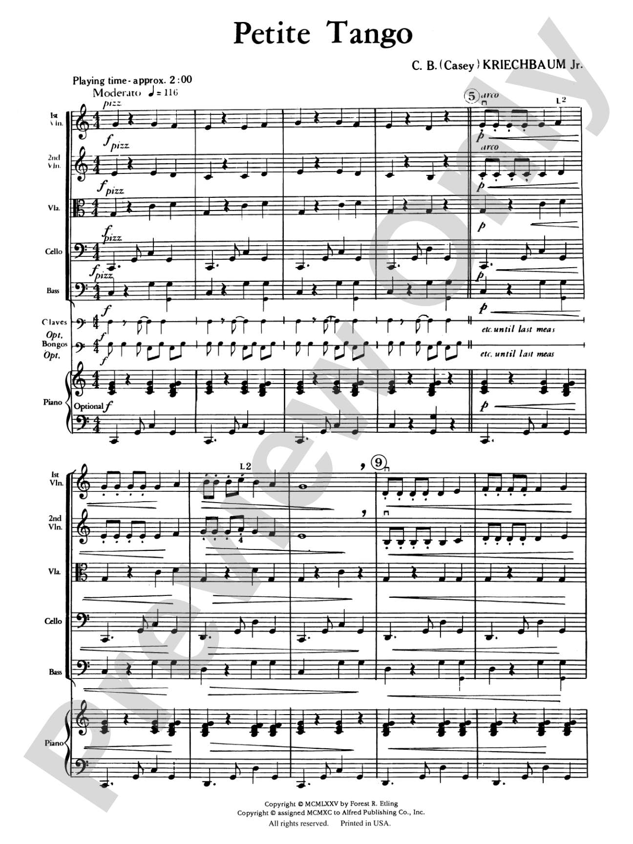 Petite Tango: String Orchestra Conductor Score & Parts