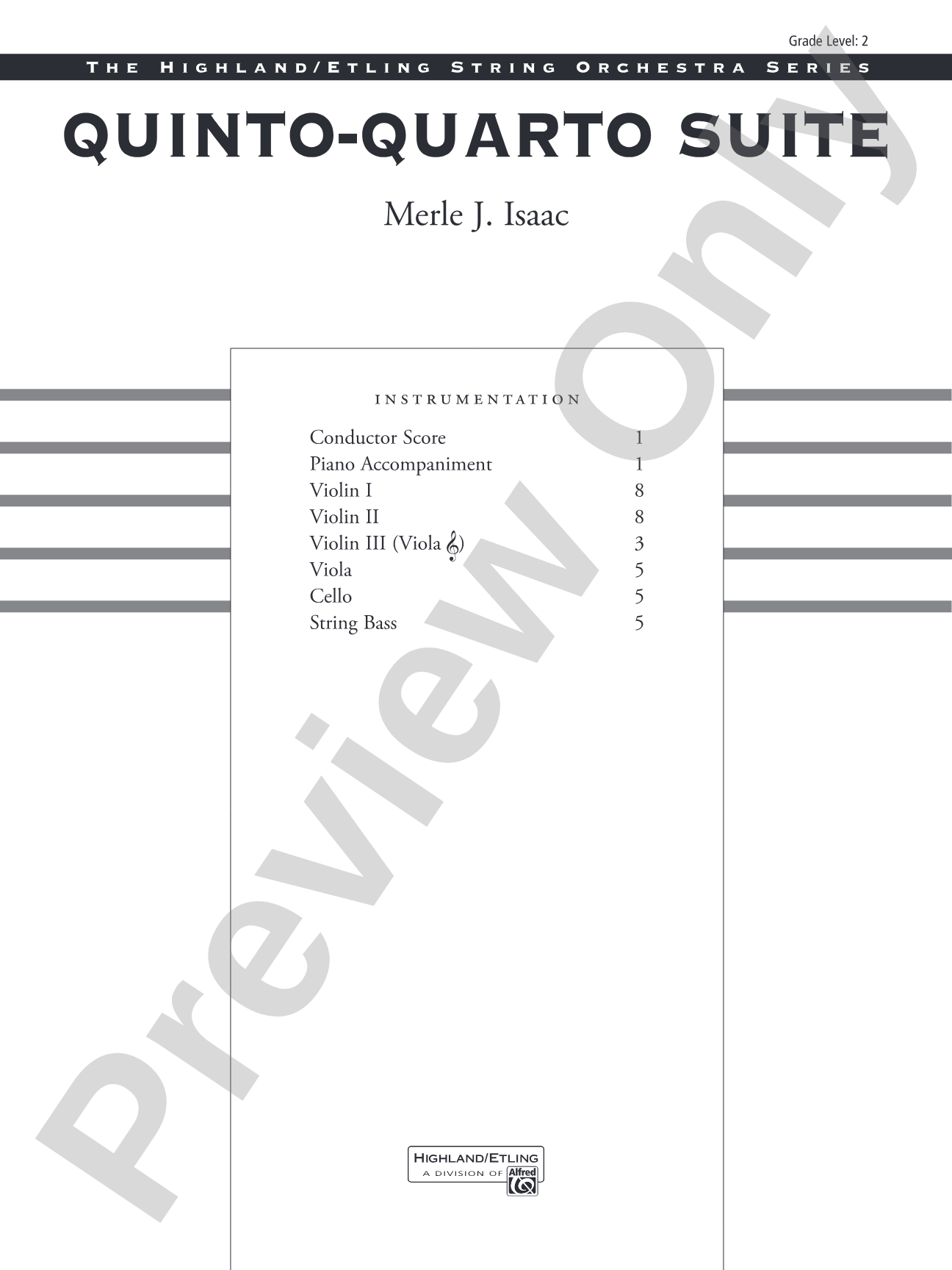 Quinto-Quarto Suite: String Orchestra Conductor Score & Parts