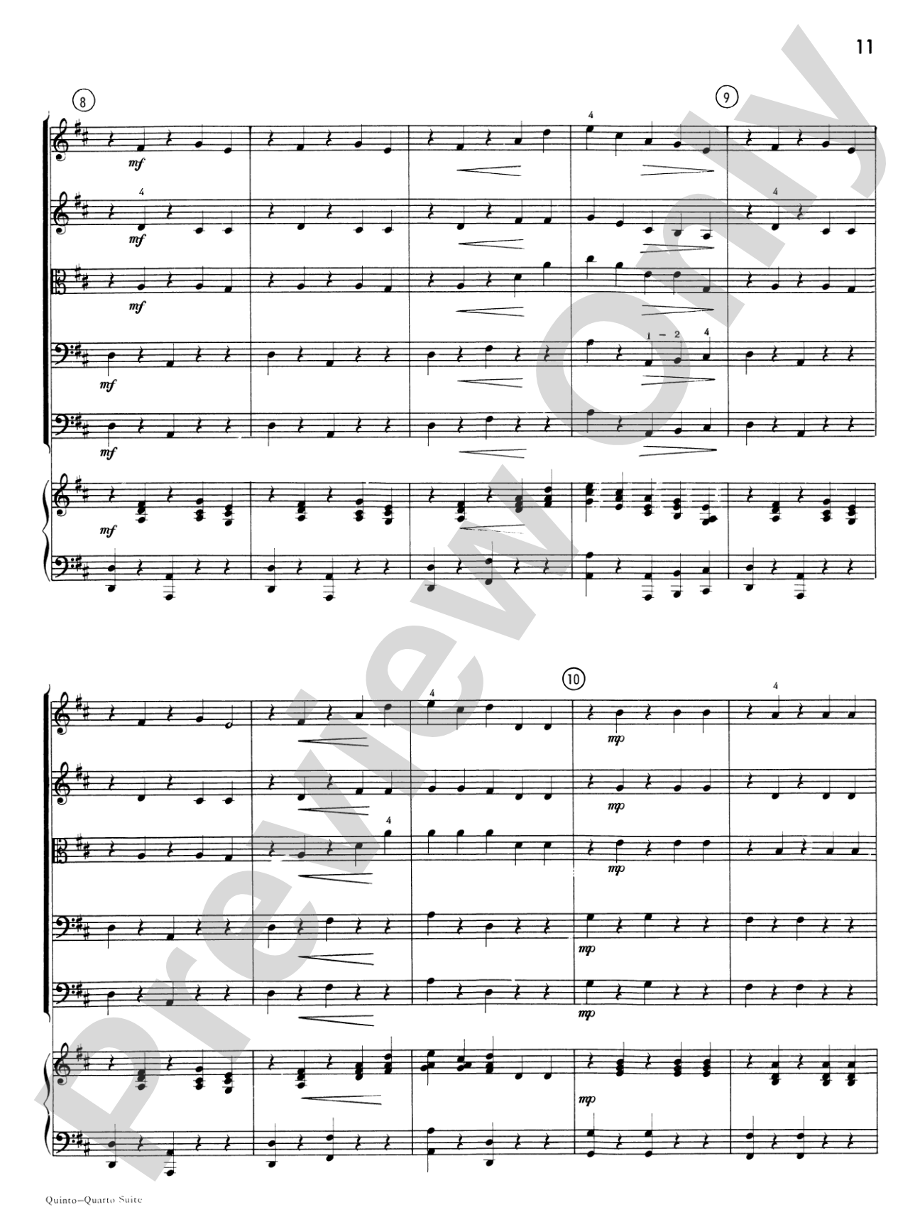 Quinto-Quarto Suite: String Orchestra Conductor Score & Parts