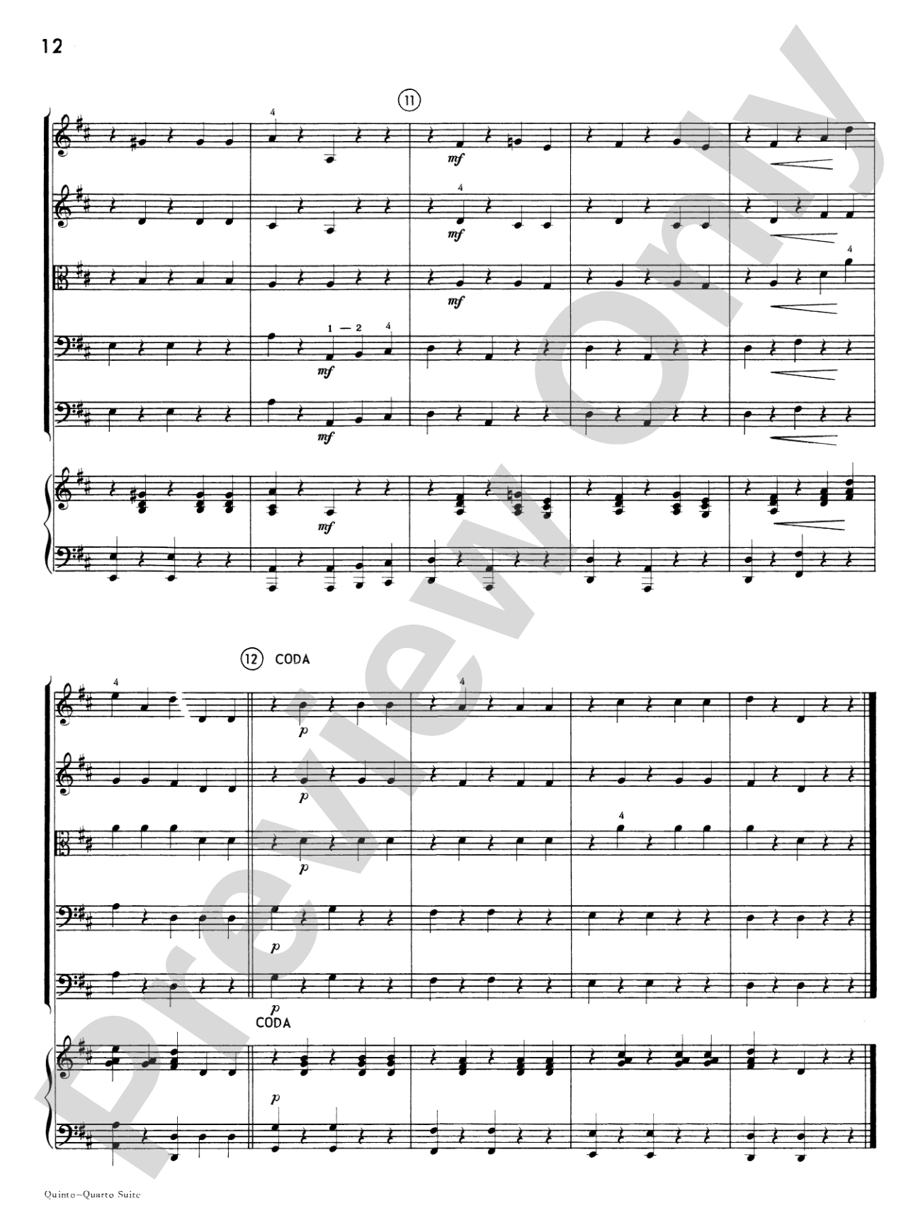 Quinto-Quarto Suite: String Orchestra Conductor Score & Parts