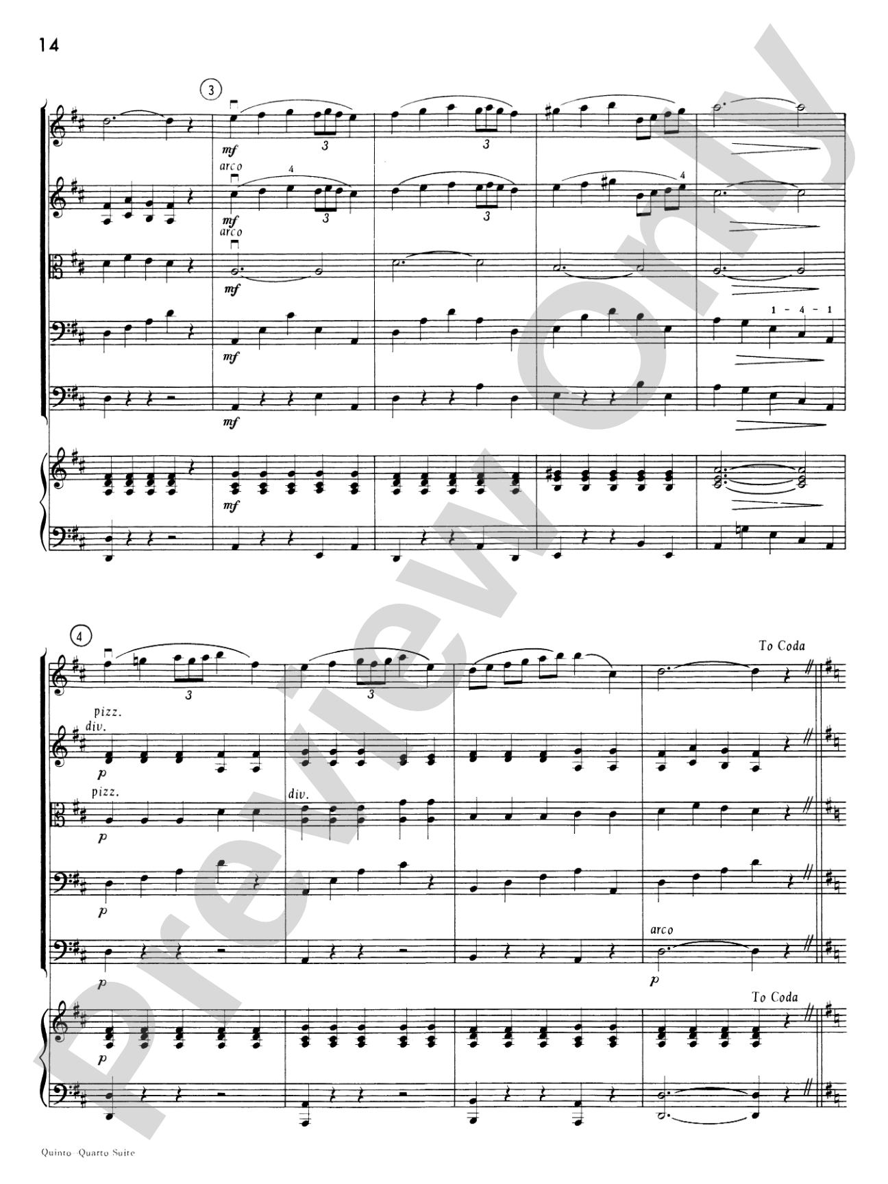 Quinto-Quarto Suite: String Orchestra Conductor Score & Parts