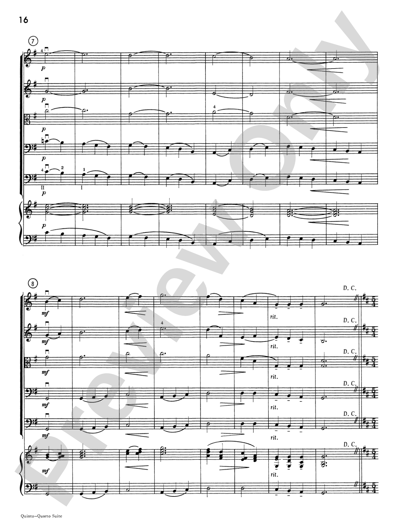 Quinto-Quarto Suite: String Orchestra Conductor Score & Parts