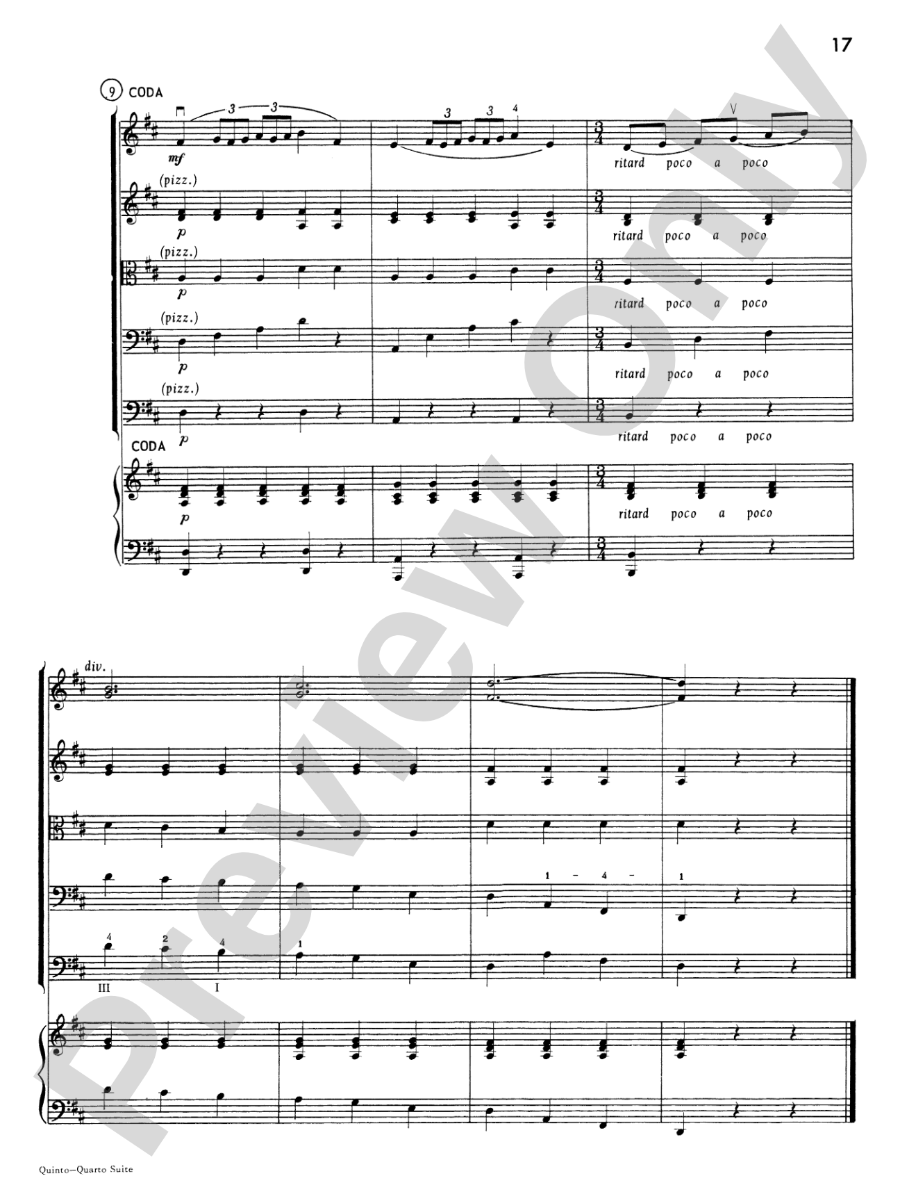 Quinto-Quarto Suite: String Orchestra Conductor Score & Parts