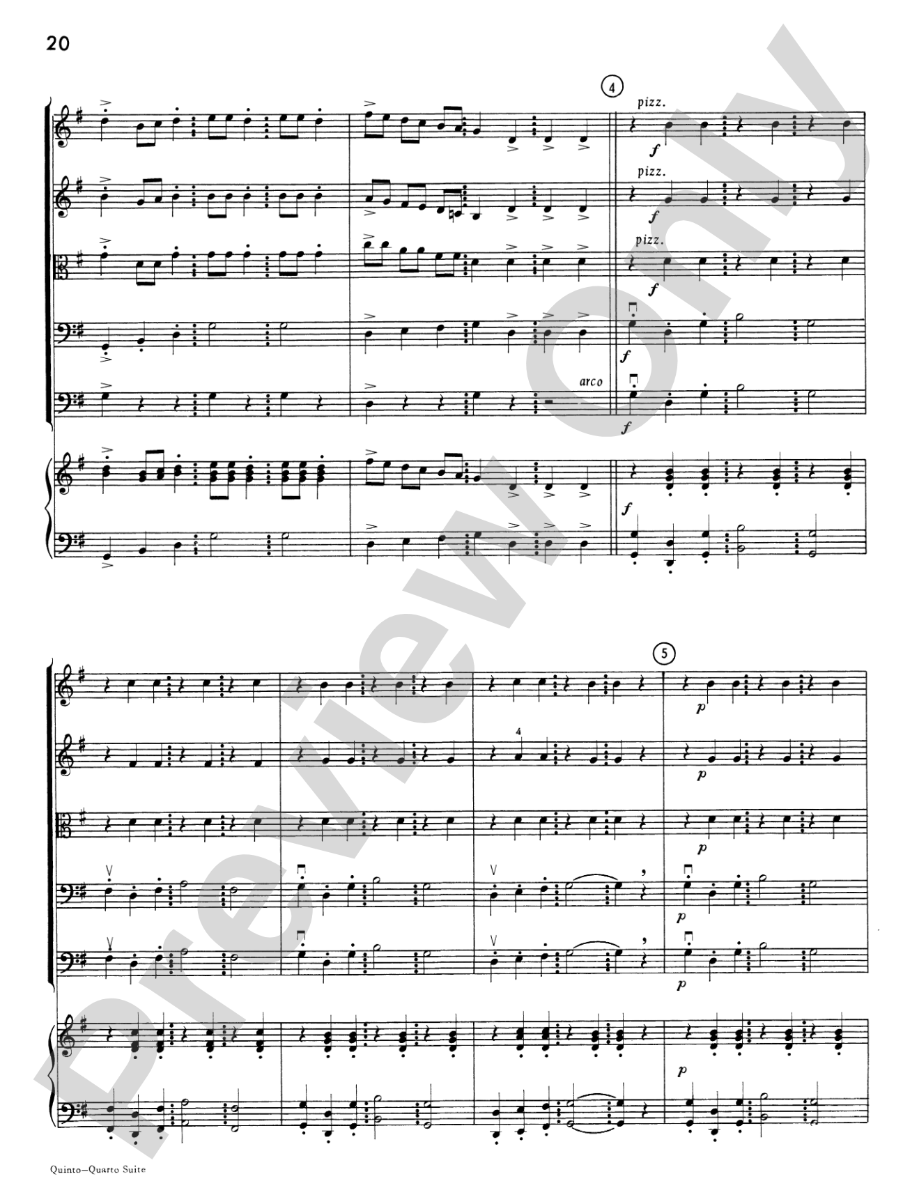 Quinto-Quarto Suite: String Orchestra Conductor Score & Parts