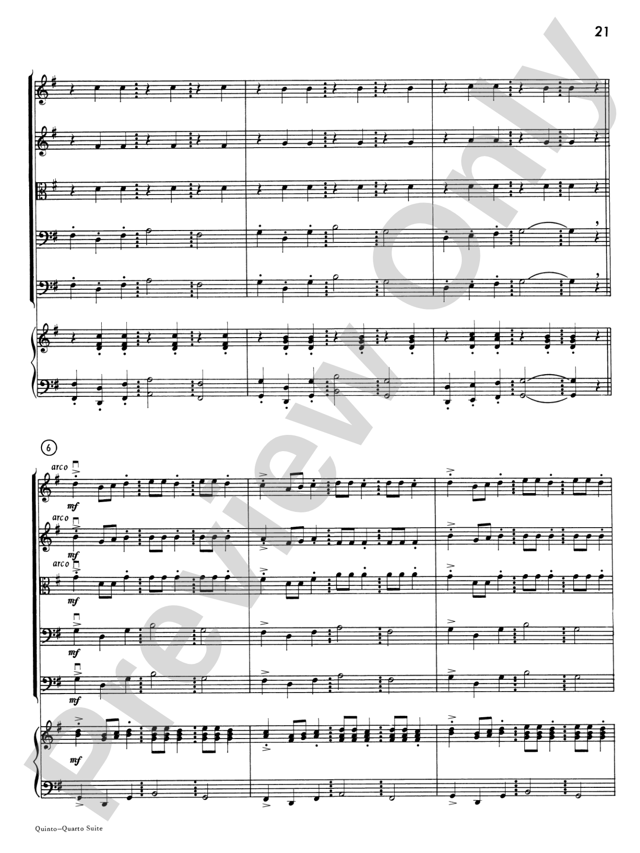 Quinto-Quarto Suite: String Orchestra Conductor Score & Parts