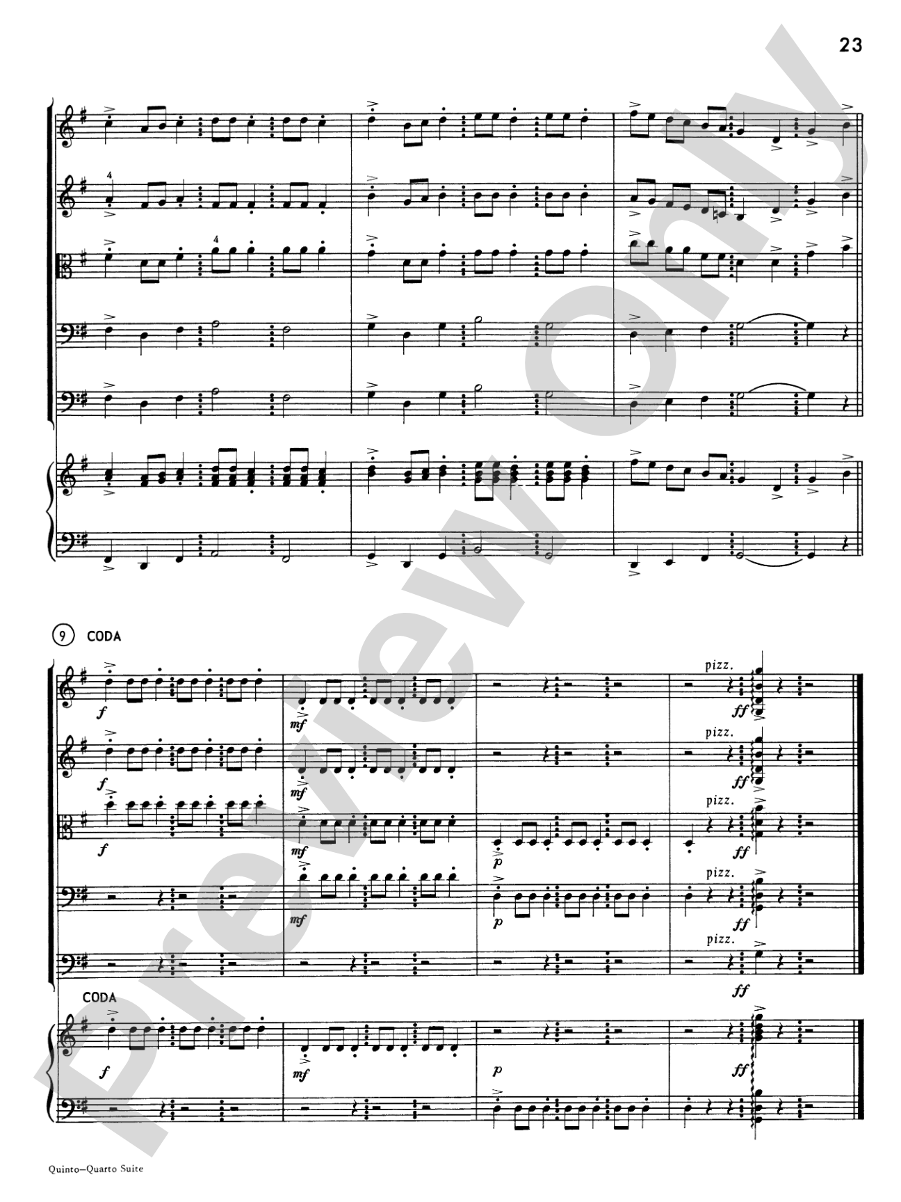 Quinto-Quarto Suite: String Orchestra Conductor Score & Parts