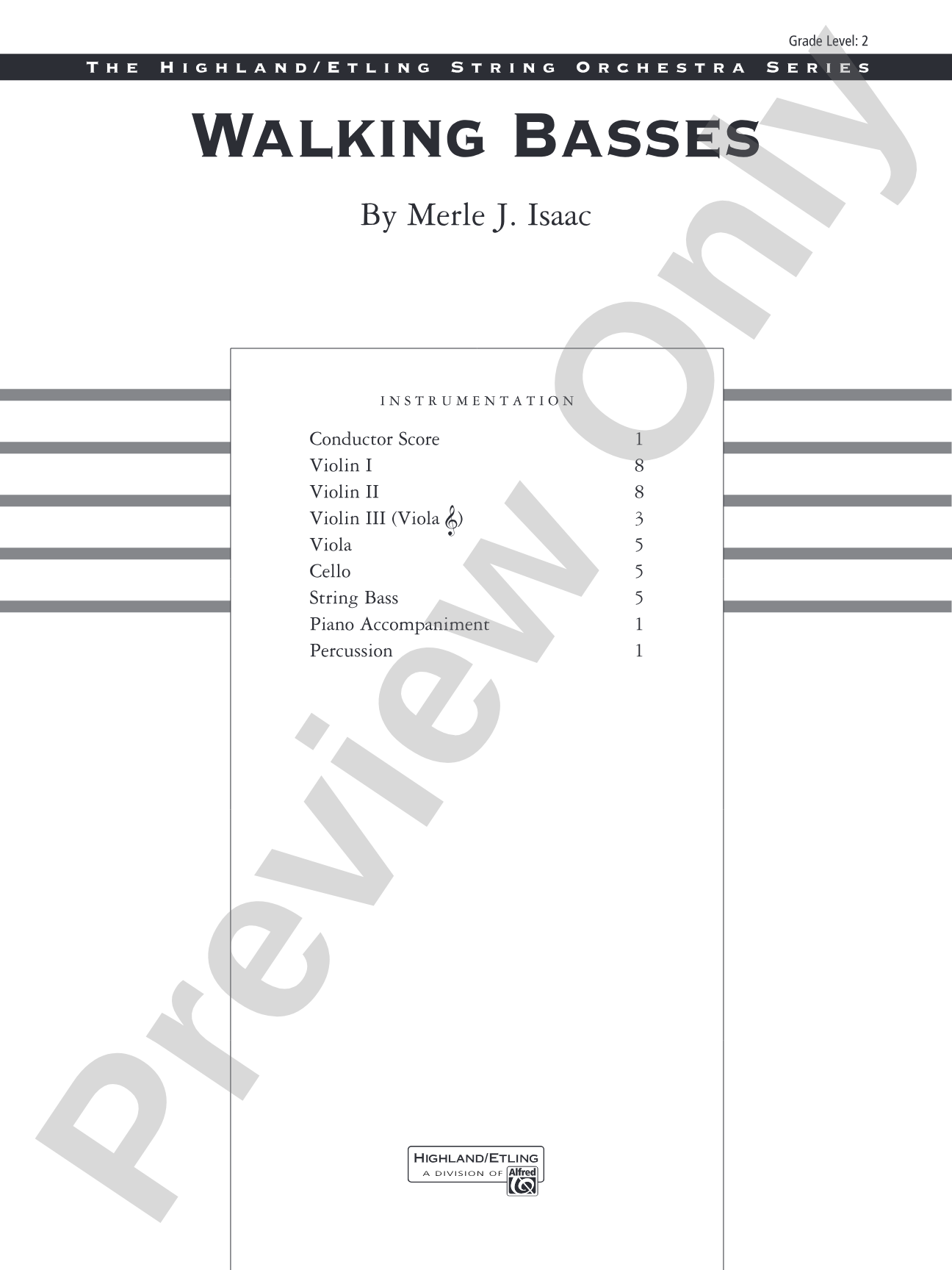 Walking Basses: String Orchestra Conductor Score & Parts