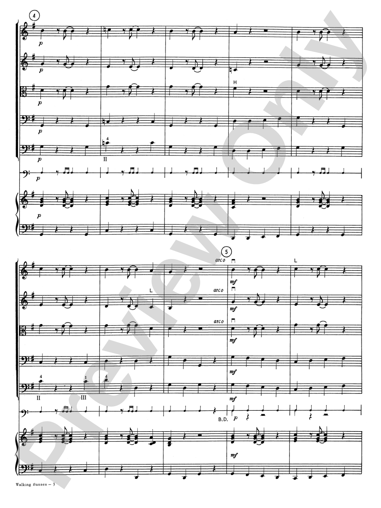 Walking Basses: String Orchestra Conductor Score & Parts