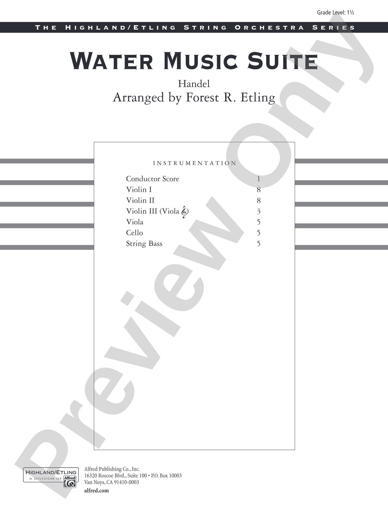 Water Music Suite: String Orchestra Conductor Score & Parts