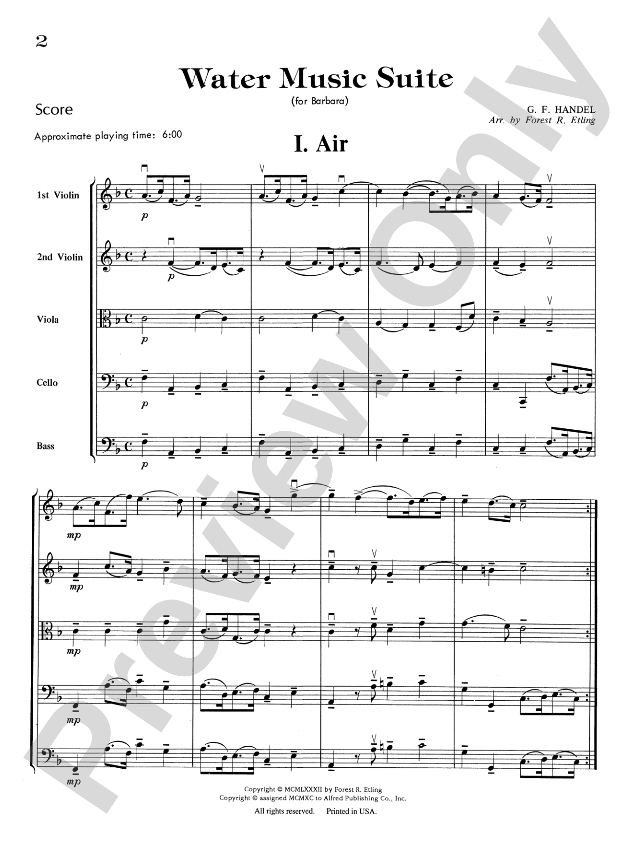 Water Music Suite: String Orchestra Conductor Score & Parts