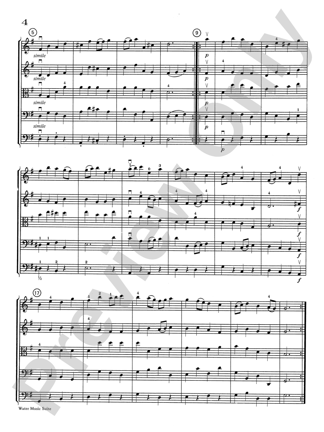 Water Music Suite: String Orchestra Conductor Score & Parts