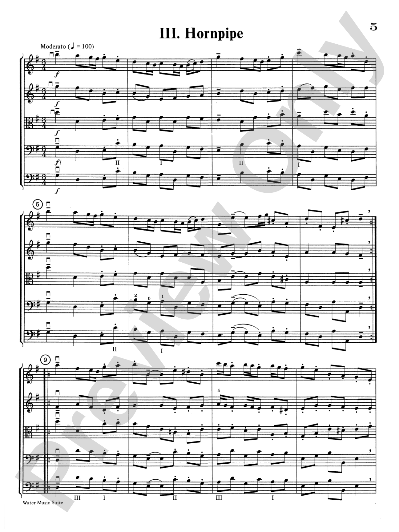 Water Music Suite: String Orchestra Conductor Score & Parts