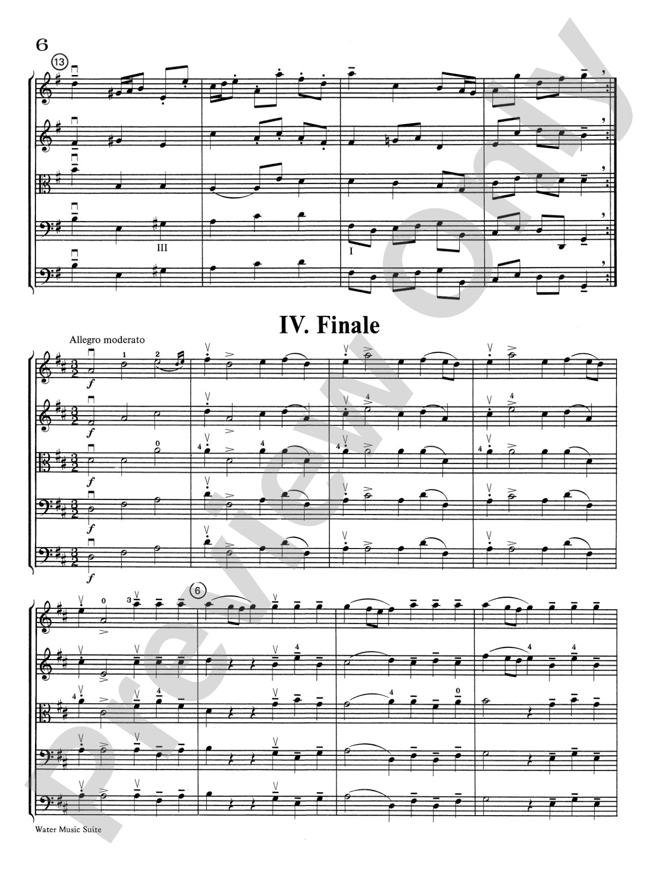 Water Music Suite: String Orchestra Conductor Score & Parts