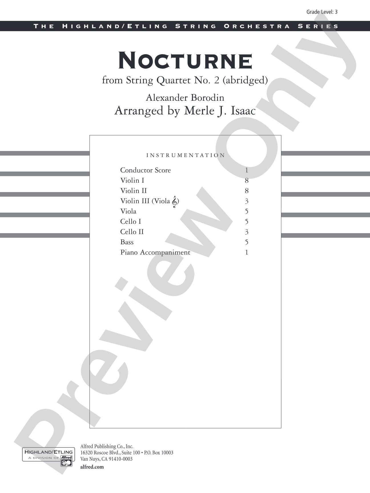 Nocturne: String Orchestra Conductor Score & Parts
